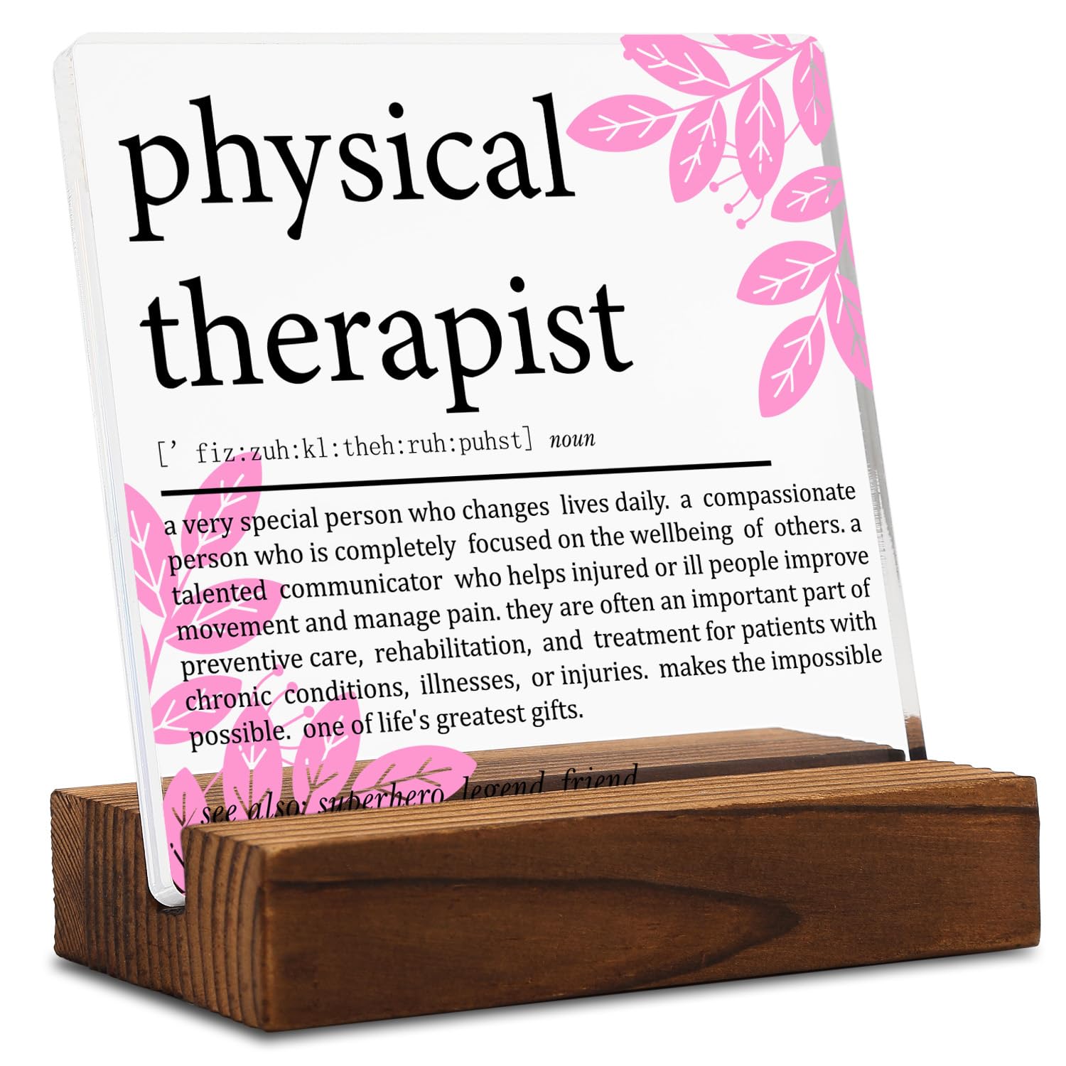 Physical Therapist Gift for Women Men Clear Desk Decor Sign, Appreciation Gifts for PT Doctor of Physical Therapy Student, Funny