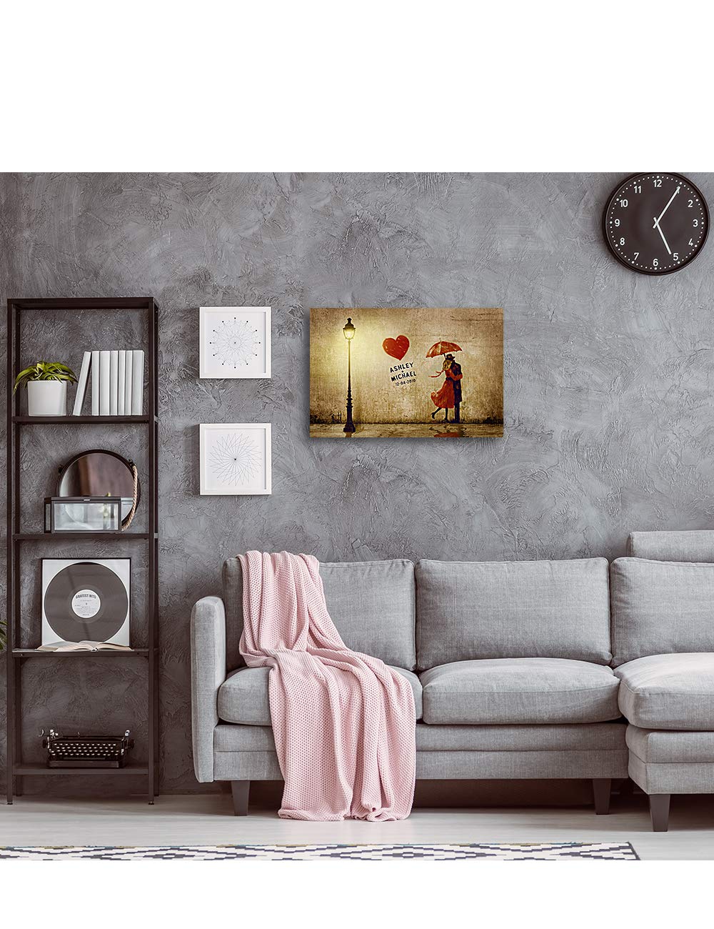 Ipic - Our First Kiss Personalized Canvas Print Artwork For Romantic Anniversary And Wedding Gifts; 24X16