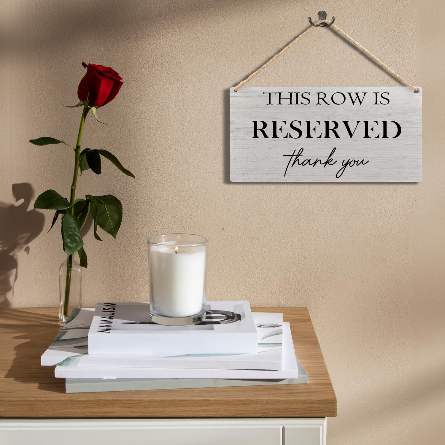 Ryeolo Reserved Row Signs for Wedding - Wood Hanging Sign for Chairs, Seating - 11.8x5.9 Inch