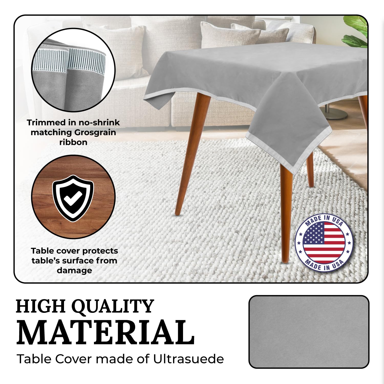 Pdtxcls Lamon 44'' Square Silver Gray Card (Bridge) Table Cover Portable Neck Fan, Hands-Free Bladeless Fan, Cooling Personal Fa