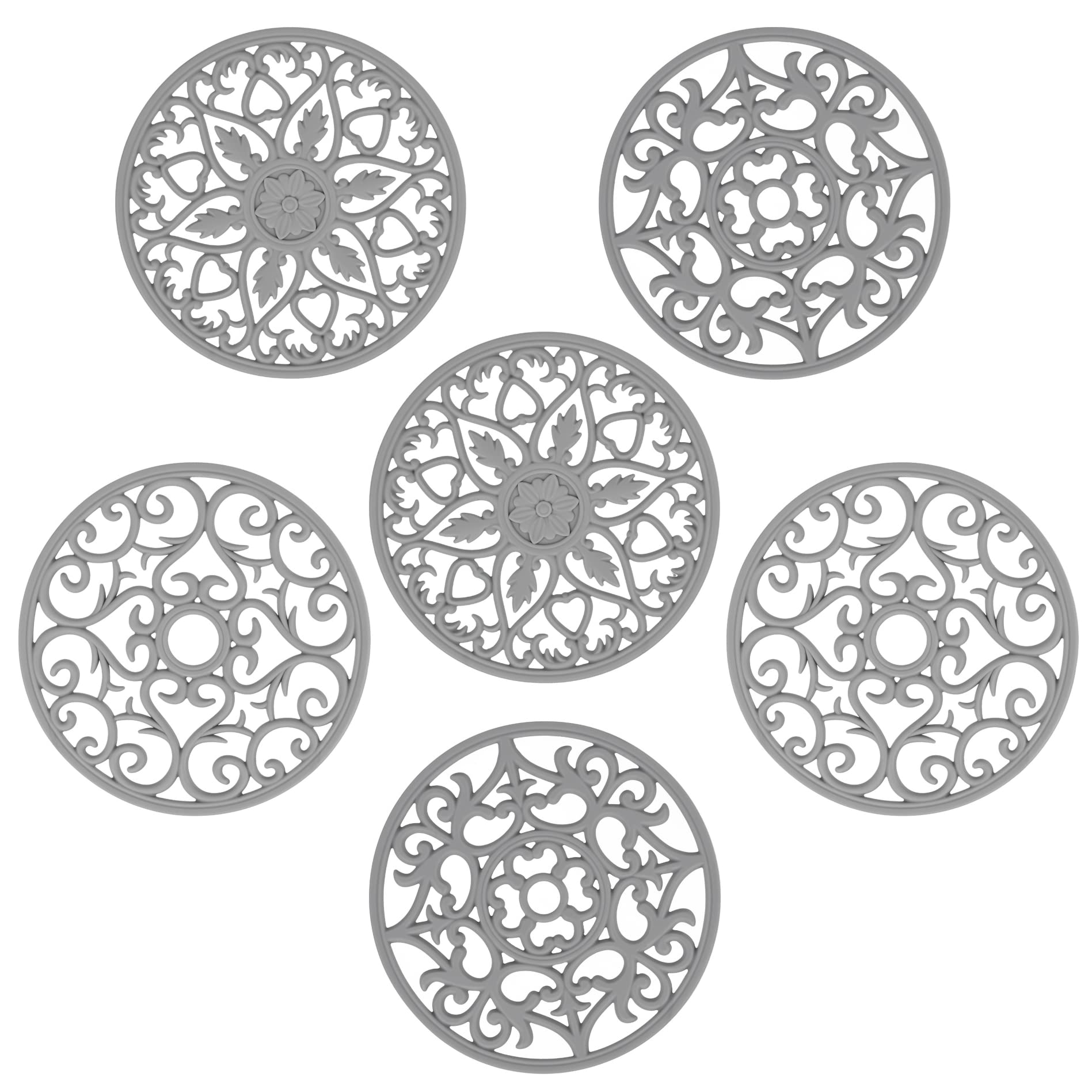 Nstezrne Silicone Trivets Mats For Hot Pots And Pans, Multi Purpose Trivets Mat -Heat Resistant Silicone Trivet Intricately Carv