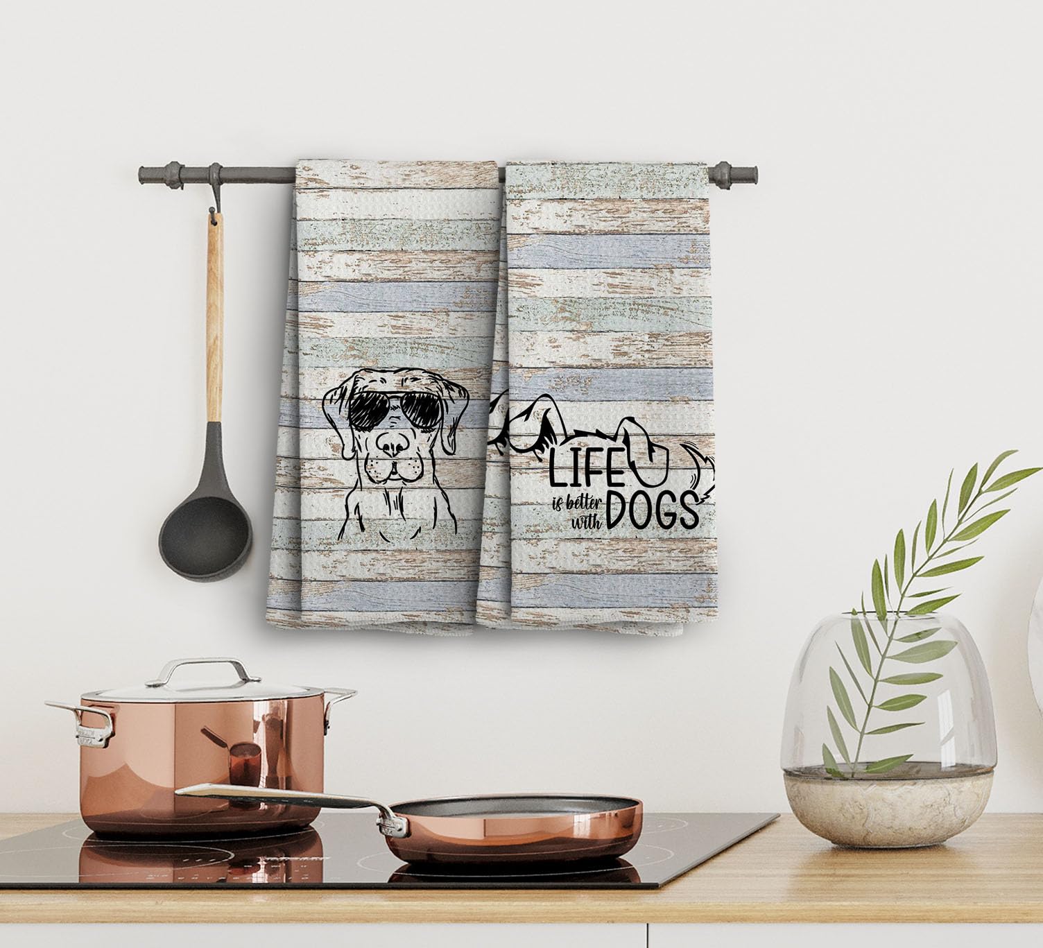 Noql Dog Kitchen Towels, Dog Hand Towels And Dishcloths Set Of 2, Dog Hand Towels, Dog Bathroom Decor, Dog Lovers Mom Gifts For