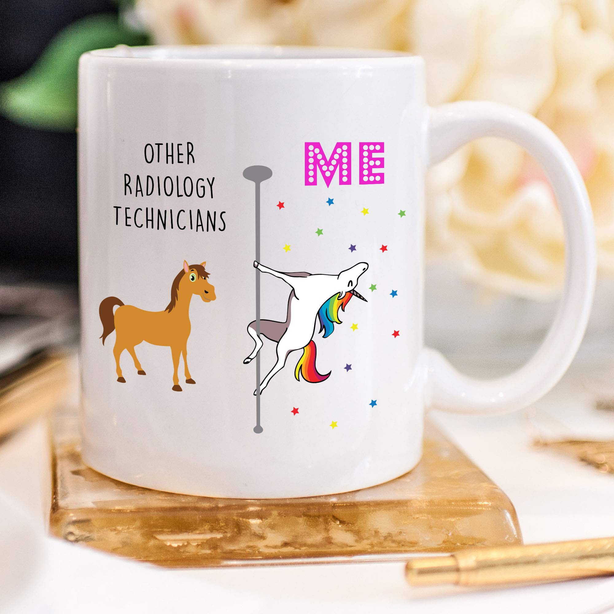 YouNique Designs Radiology Technician Coffee Mug, 11 Ounces, White, Unicorn Mug for Radiologist, Radiology Tech Gifts (White)