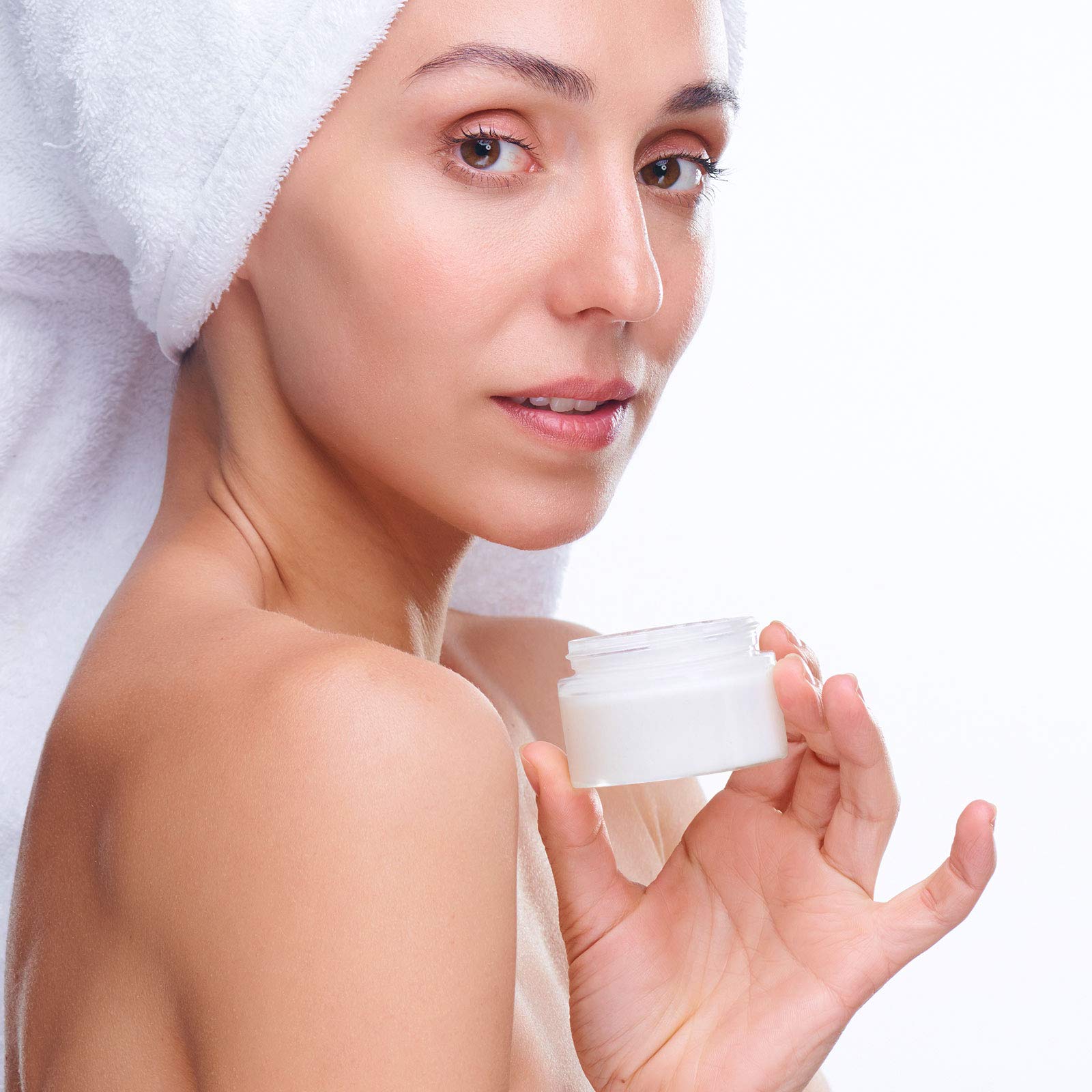 4 Pieces Round Clear Wide-mouth Leak Proof Plastic Container Jars with Lids for Travel Storage Makeup Beauty Products Face Creams Oils Salves Ointments DIY Making or Others (White  1 Ounce)