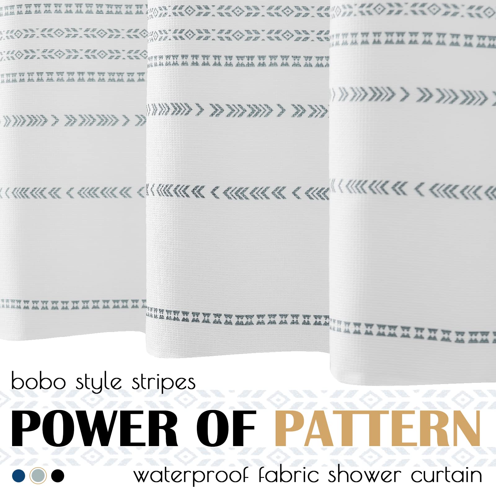 Jinchan Grey And White Shower Curtain Fabric Shower Curtain For Bathroom Modern Boho Striped Shower Curtain Spring Waterproof In
