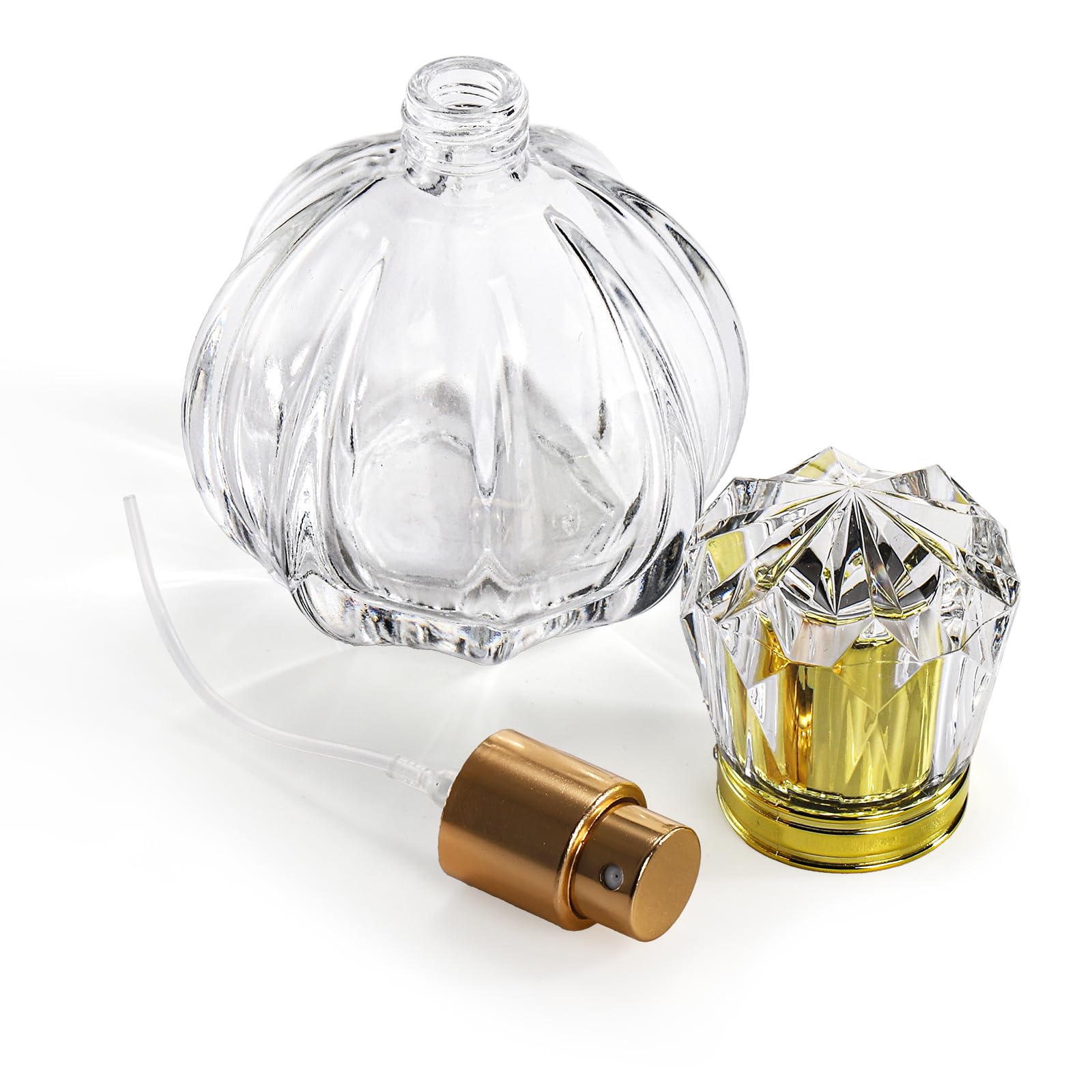 Foraineam 6 Pack 50Ml / 1.7Oz Glass Spray Bottles Pumpkin Shape Refillable Fine Mist Spray Perfume Bottle, Empty Crystal Glass F