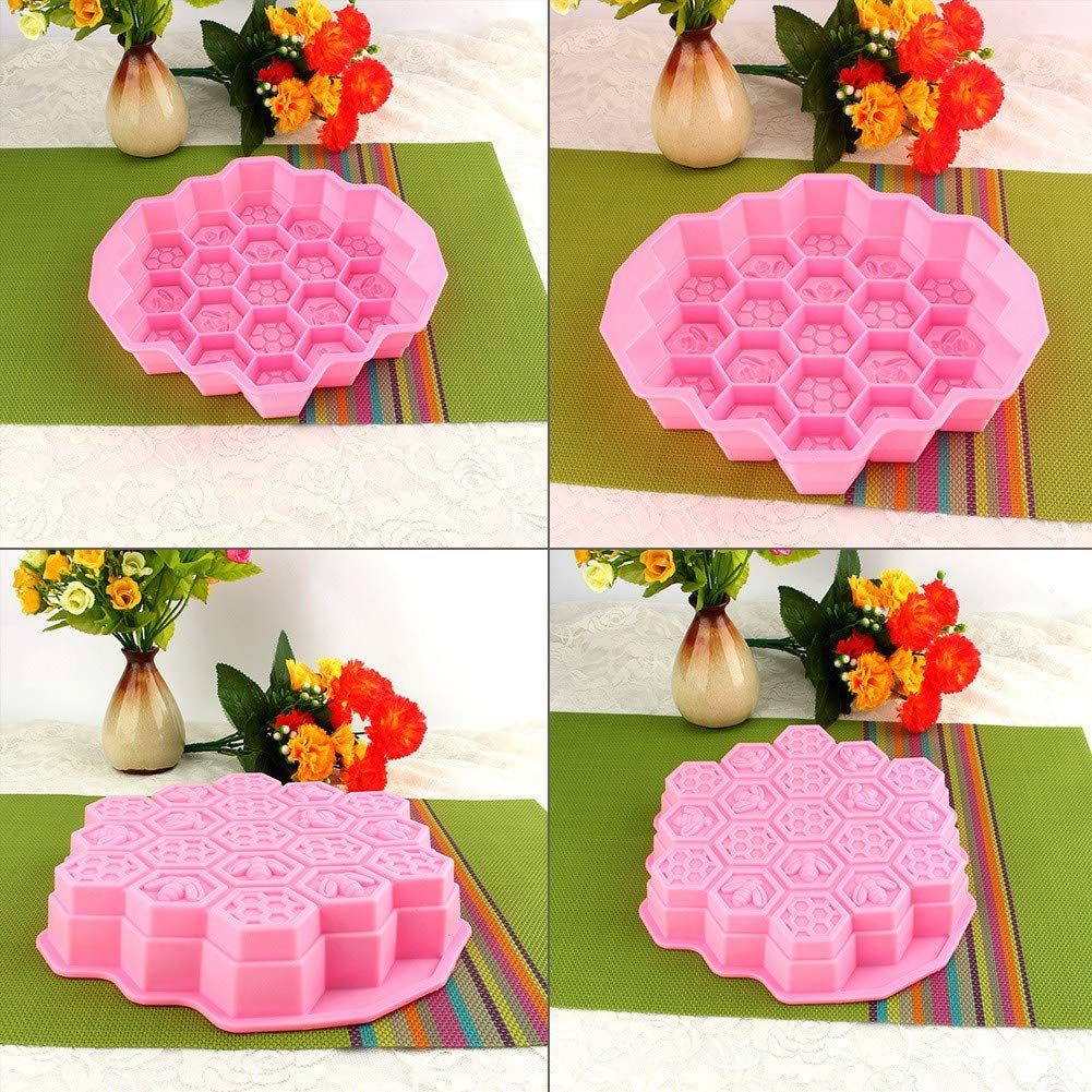 Bee Honeycomb Cake Mold, 19 Cavity Silicone Honeycomb Cake Molds Diy Candy Chocolate Mould Baking Supplies