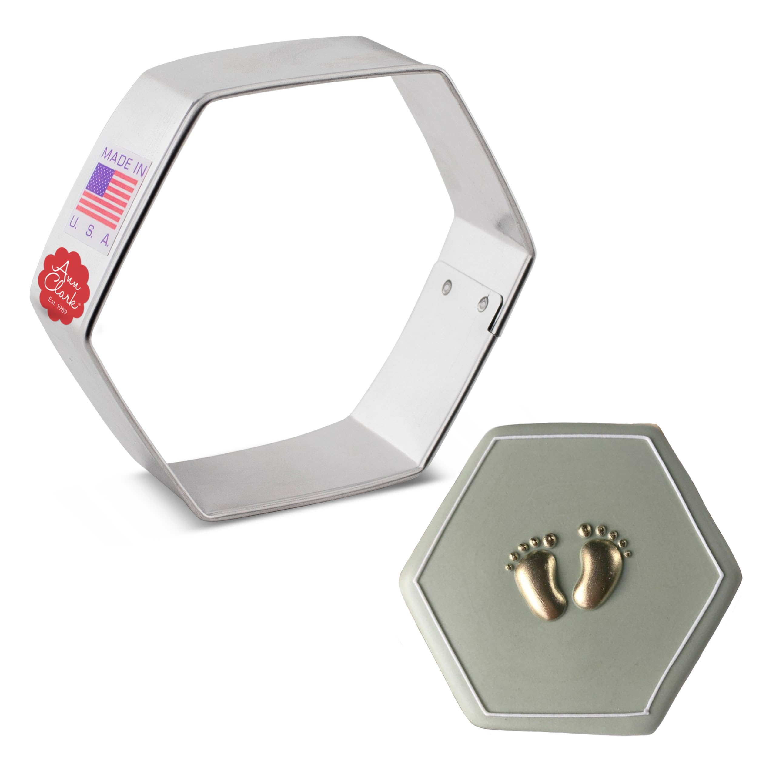 Hexagon Cookie Cutter, 3'' Made In Usa By Ann Clark
