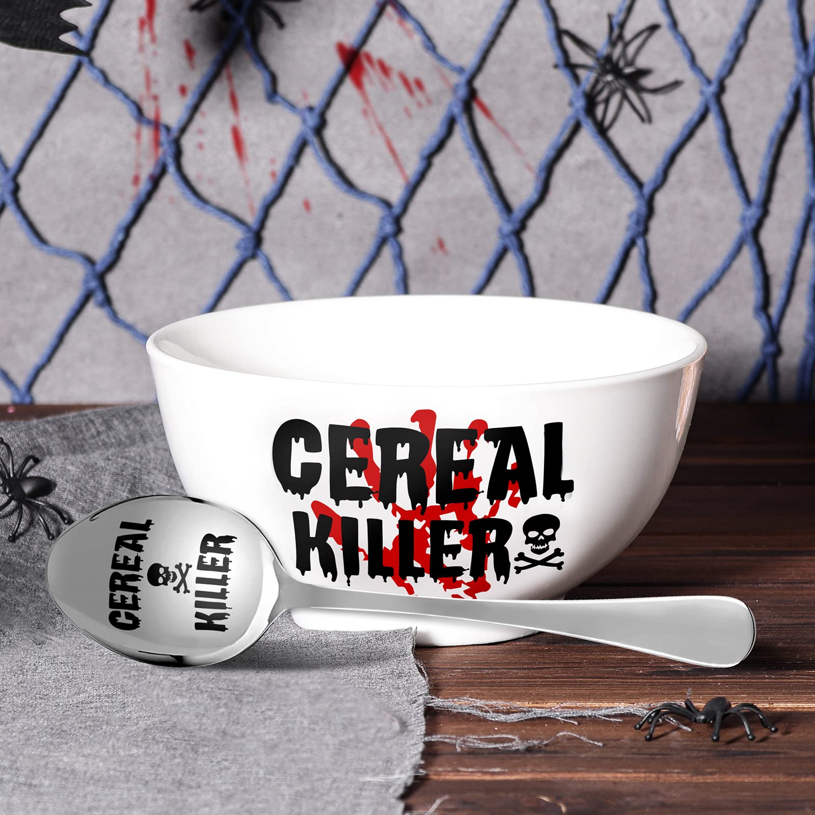 Nefelibata Cereal Killer Bowl and Spoon Set 23 oz Fathers day Mans Birthday Retirement Engraved Funny Gift Box Basket for Him 