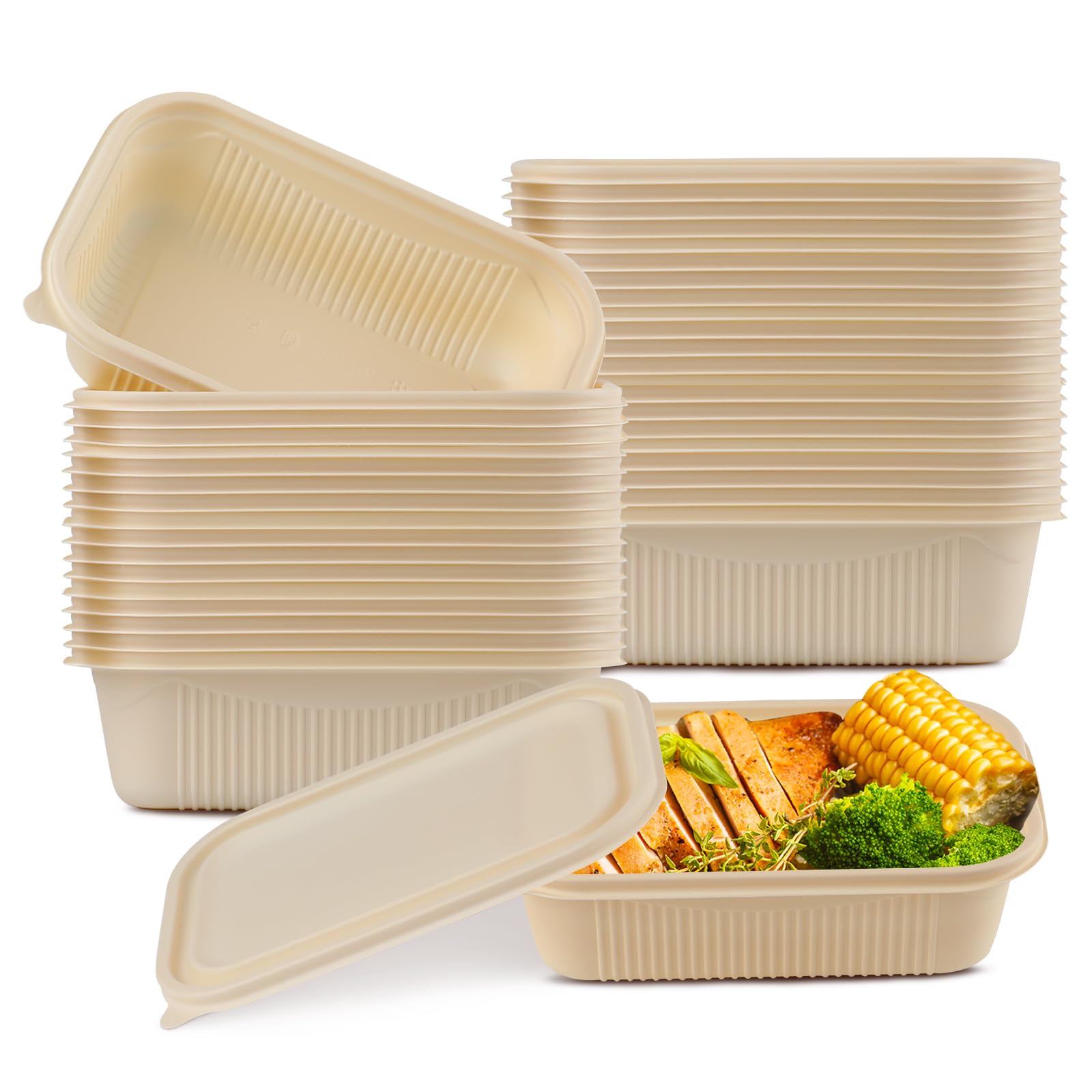 Arpovist 40 Pack 32 Oz Eco-Friendly Disposable Bowls With Lids,Biodegradable Corn Starch Meal Prep Containers,Large Deep Takeout