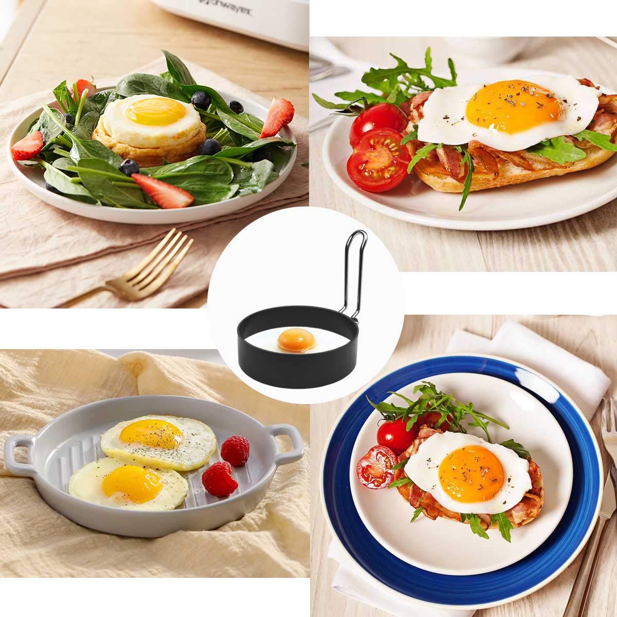 4 Pack Stainless Steel Eggs Maker Non Stick Round Egg Cooker For Cooking Cooking Rings Shaper For Frying Pancake Sandwiches Meta