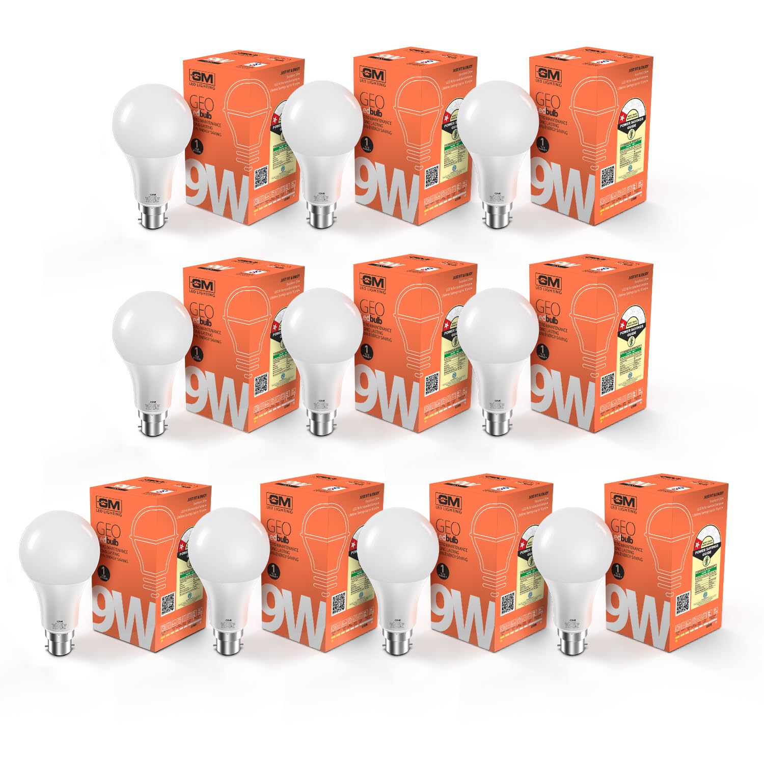 Gm Geo 9 Watt Led Bulb | Excellent Cri | Zero Maintenance | High Durability | 85% Energy Saving | Surge Protection | Cool Day Li