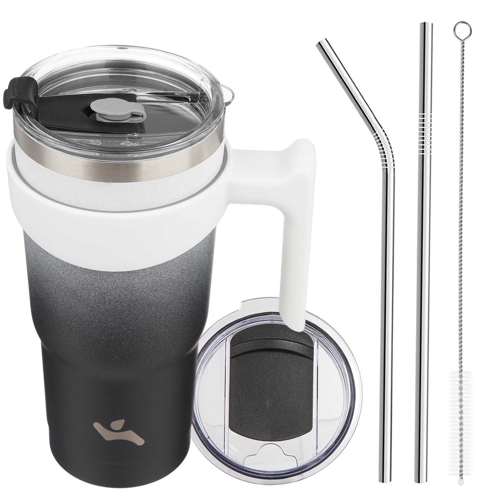 Konokyo 20 oz Tumbler with Handle and 2 Straw 2 Lid, Insulated Water Bottle Stainless Steel Vacuum Cup Reusable Travel Mug,Day N