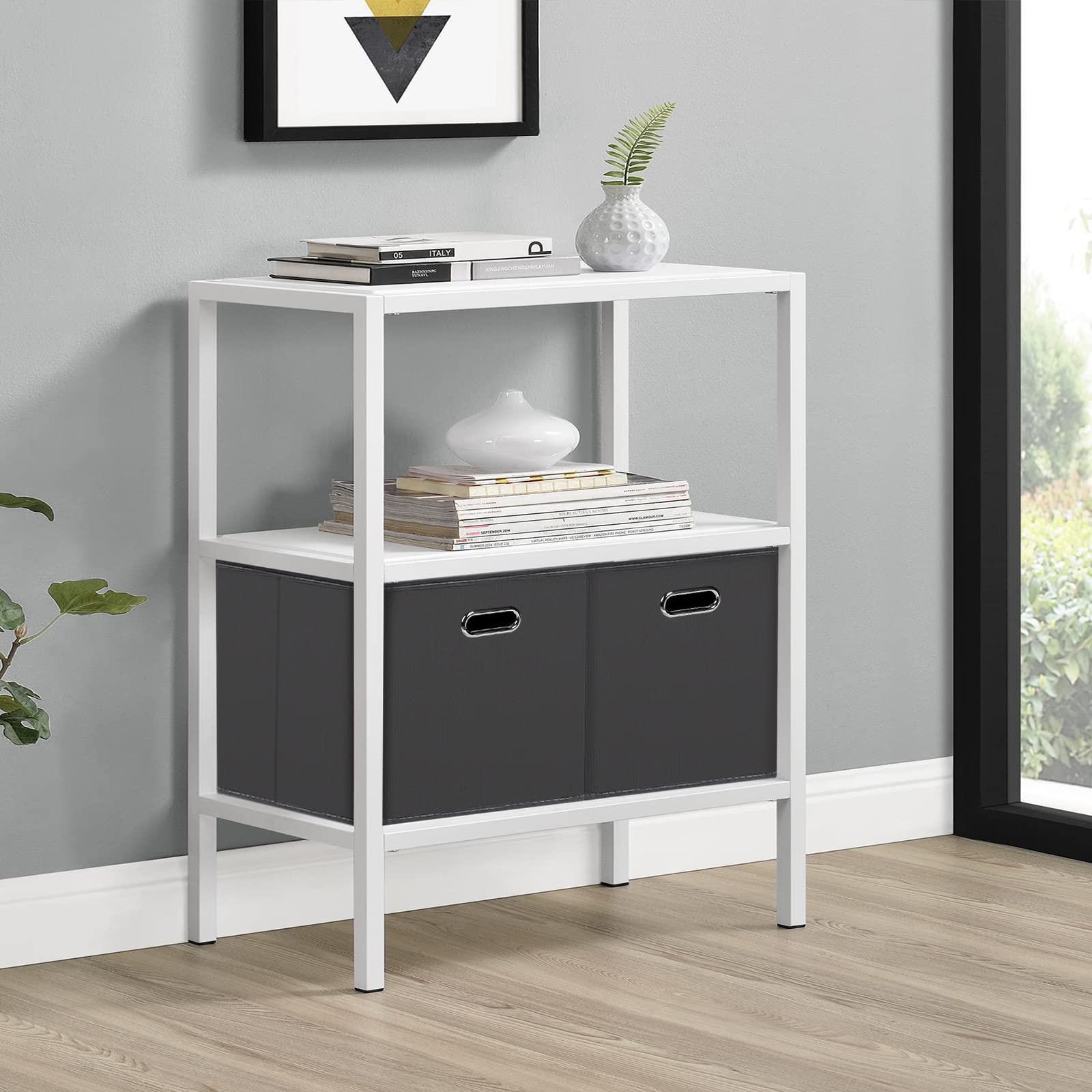 Heayeeg Black Foldable Storage Cubes Bins, Fabric Storage Box Cubes Organizer Baskets With Dual Handles For Home Organizer(Grey)