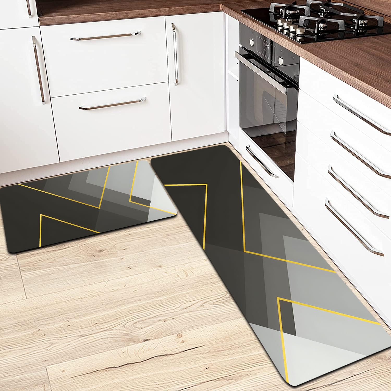Tagpr 2Pcs Kitchen Mat Combo Water Absorbent Drying Microfiber Kitchen Bathroom Mat Quick Dry High Absorbency Bath Rug Moisture 