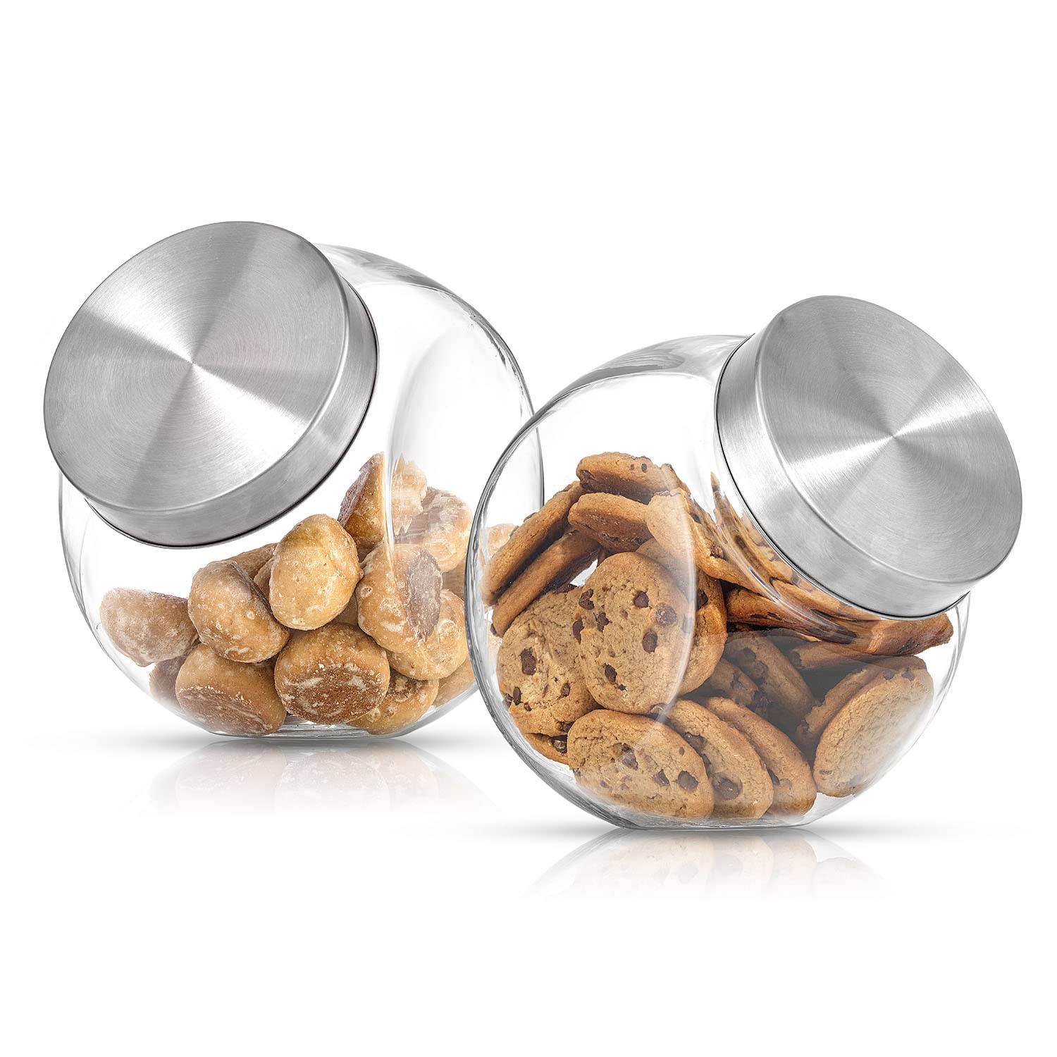 JoyJolt All-Sides Cookie Jar. Set of 2 Cookie Jars for Kitchen Counter with Lids, Candy Jar, Dog Treat Container, Laundry Deterg