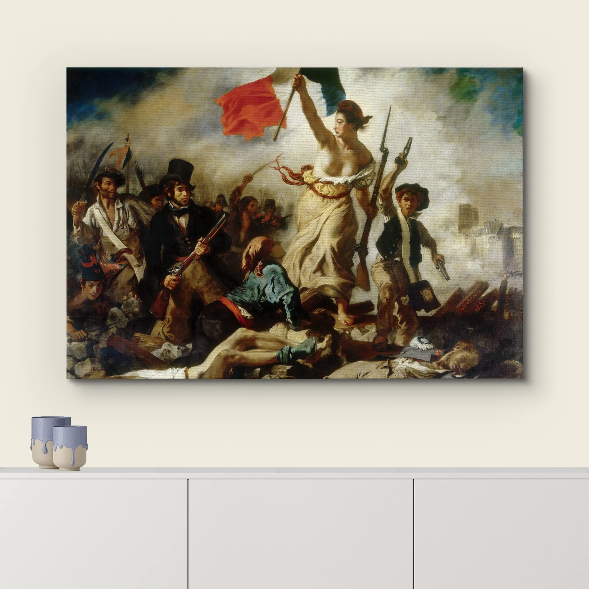 Liberty Leading The People By Eugene Delacroix Giclee Canvas Prints Wrapped Gallery Wall Art | Stretched And Framed Ready To Han
