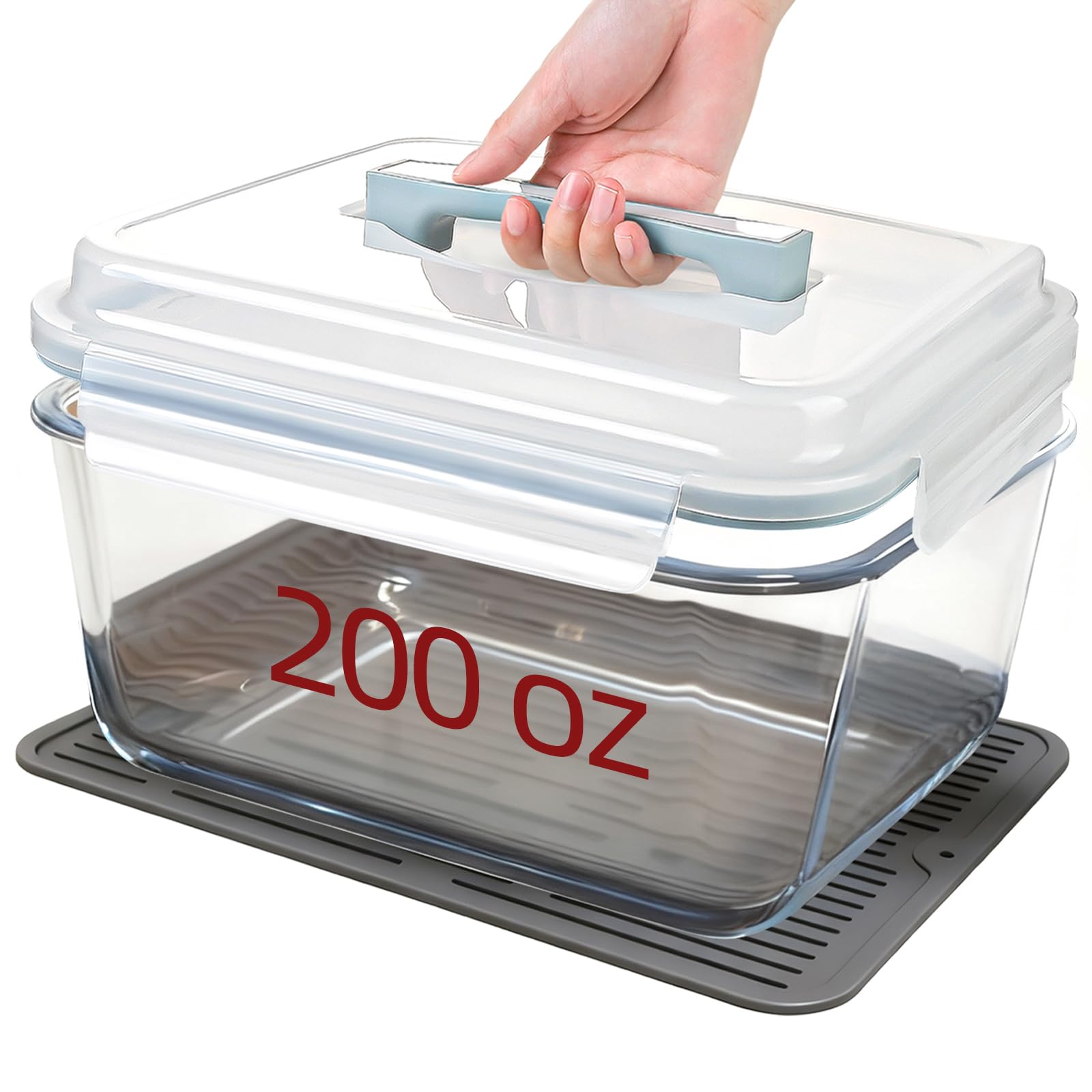 Large Glass Storage Containers with Lids, Extra Large Glass Food Containers for Rotisserie Chicken/Turkey and Potluck, Giant Wat