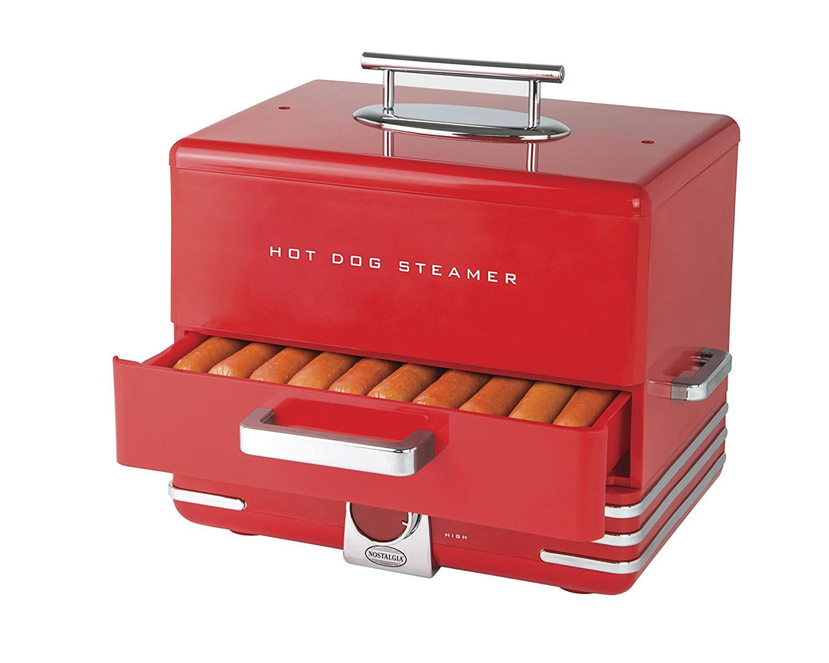 Nostalgia Extra Large Retro Classic Style Steamer Warmer, 20 Hot Dog And 6 Bun Capacity, Steam Bratwursts, Sausages, Vegetables,