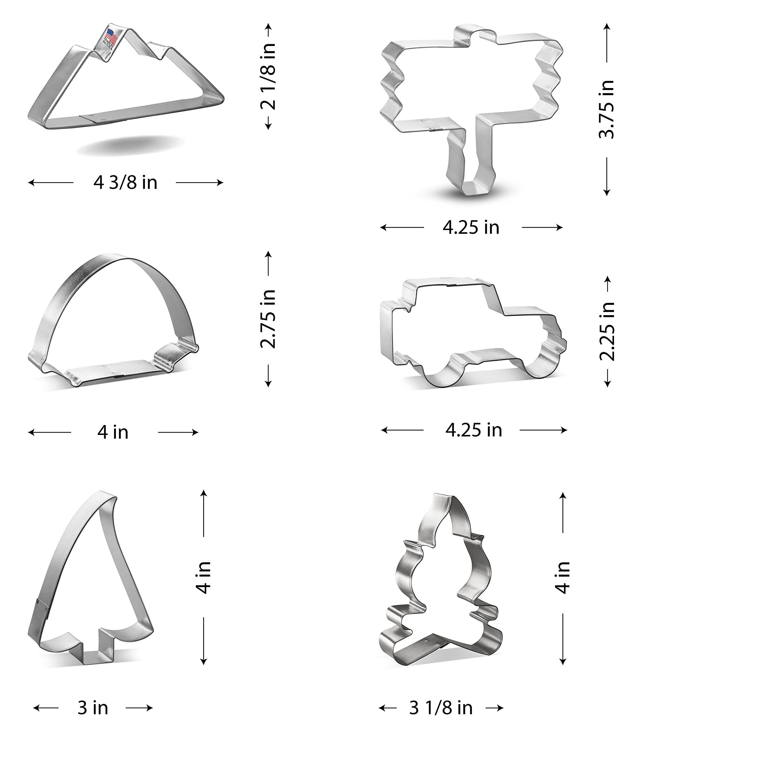 Foose Cookie Cutters Mountain Camping 6 Pc Set With Recipe Card, Made In Usa