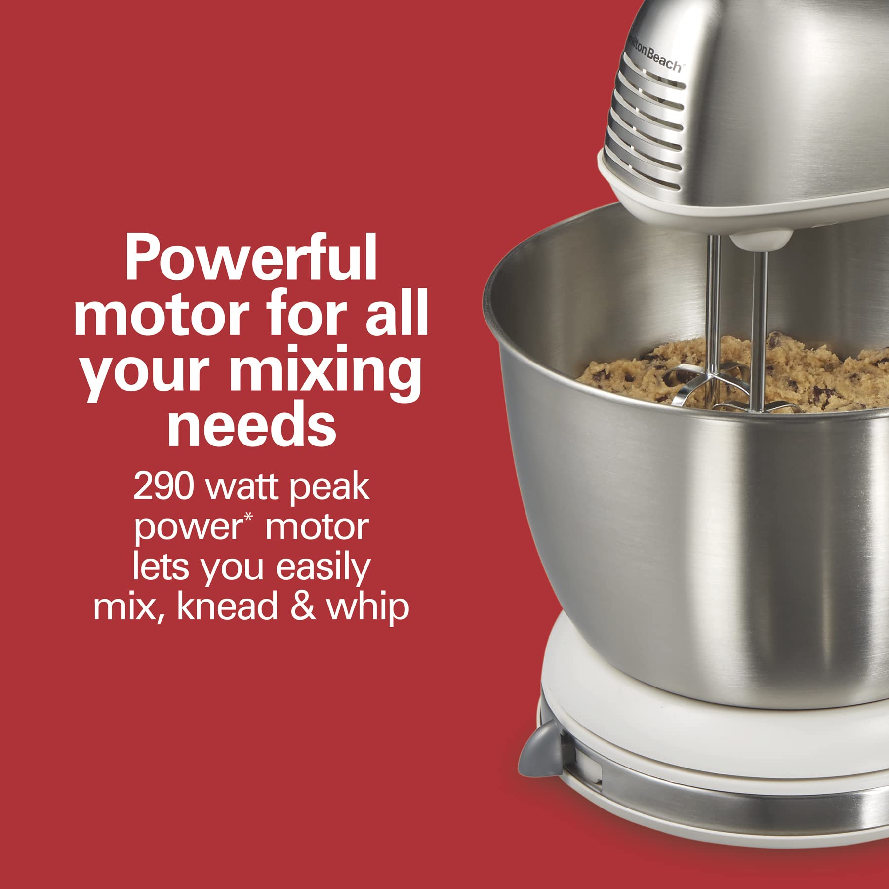 Hamilton Beach Classic Stand And Hand Mixer, 4 Quarts, 6 Speeds With Quickburst, Bowl Rest, 290 Watts Peak Power, White (64655)
