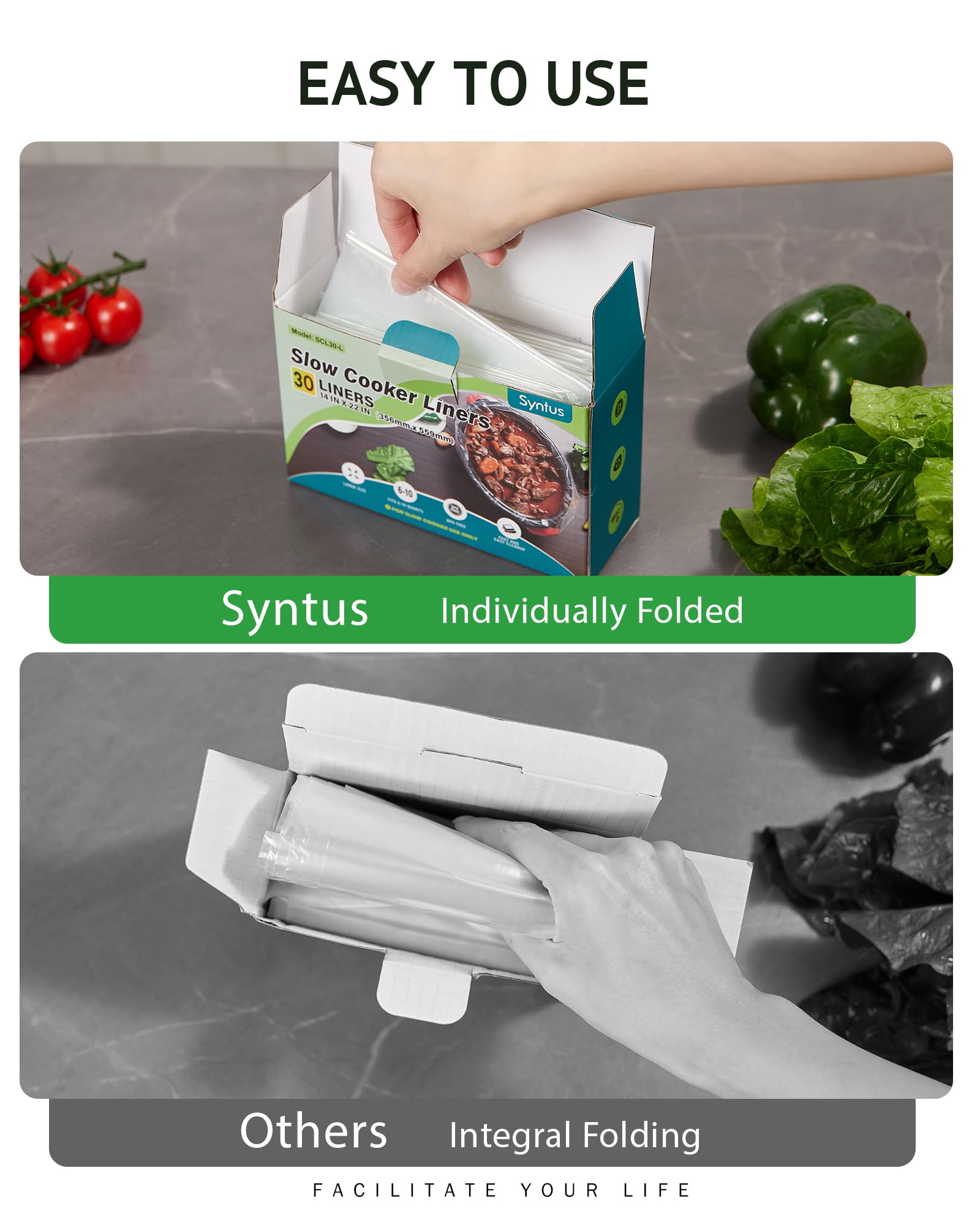Syntus Slow Cooker Liners, 60 Count Cooking Bags Large Size Disposable Pot Liners Plastic Bags, Fit 3Qt To 8Qt For Slow Cooker C