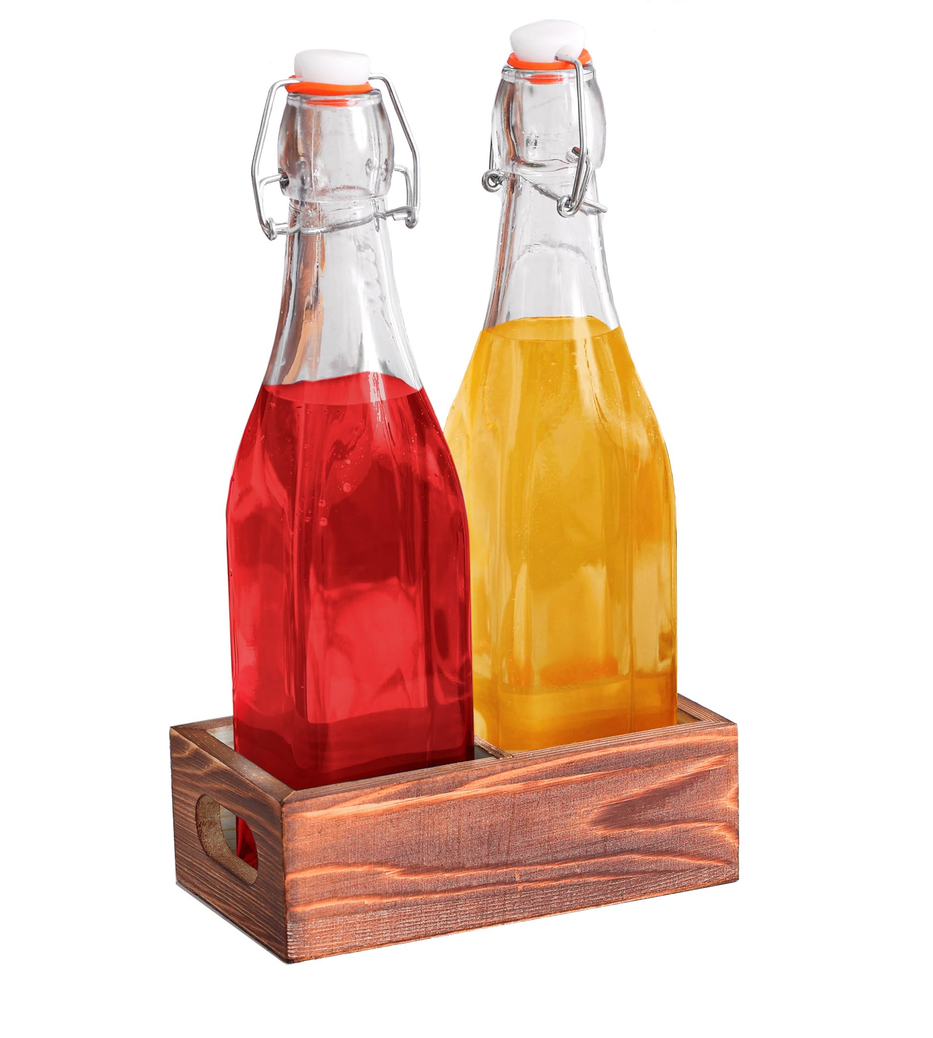 Cb Accessories Glass Bottle Set Of 2-17Oz With Flip Top Airtight Lid, Pourer And Funnel - Reusable Swing Top Stoppers And Leak P