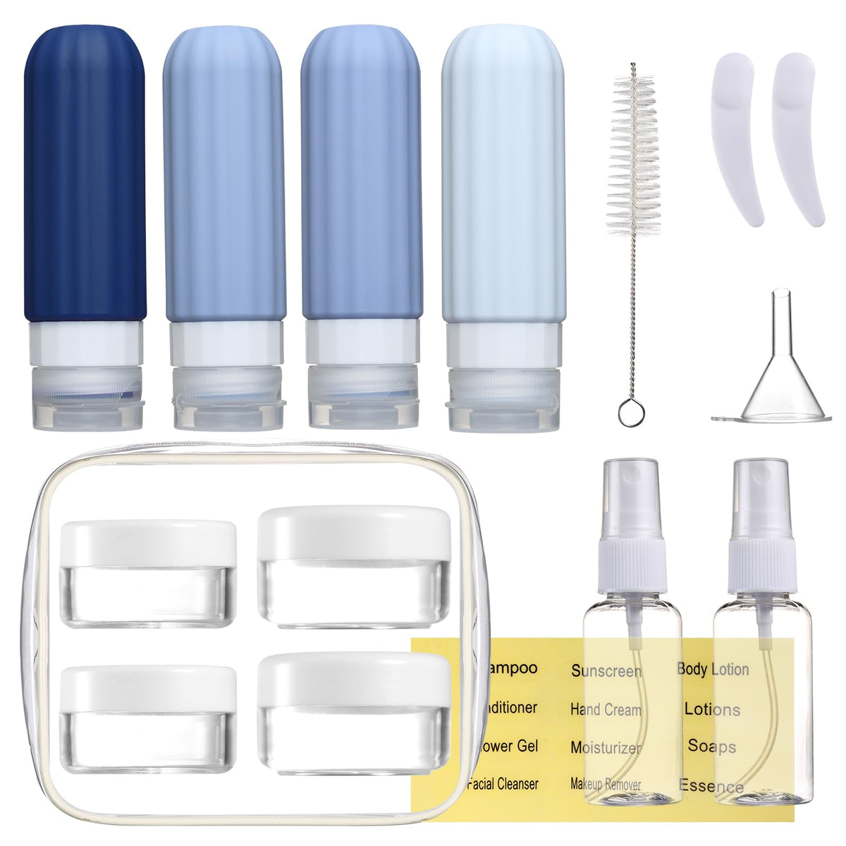 Mrsdry 16 Pack Travel Bottles Set For Toiletries, Leakproof Travel Containers For Toiletries Tsa Approved Silicone Travel Access