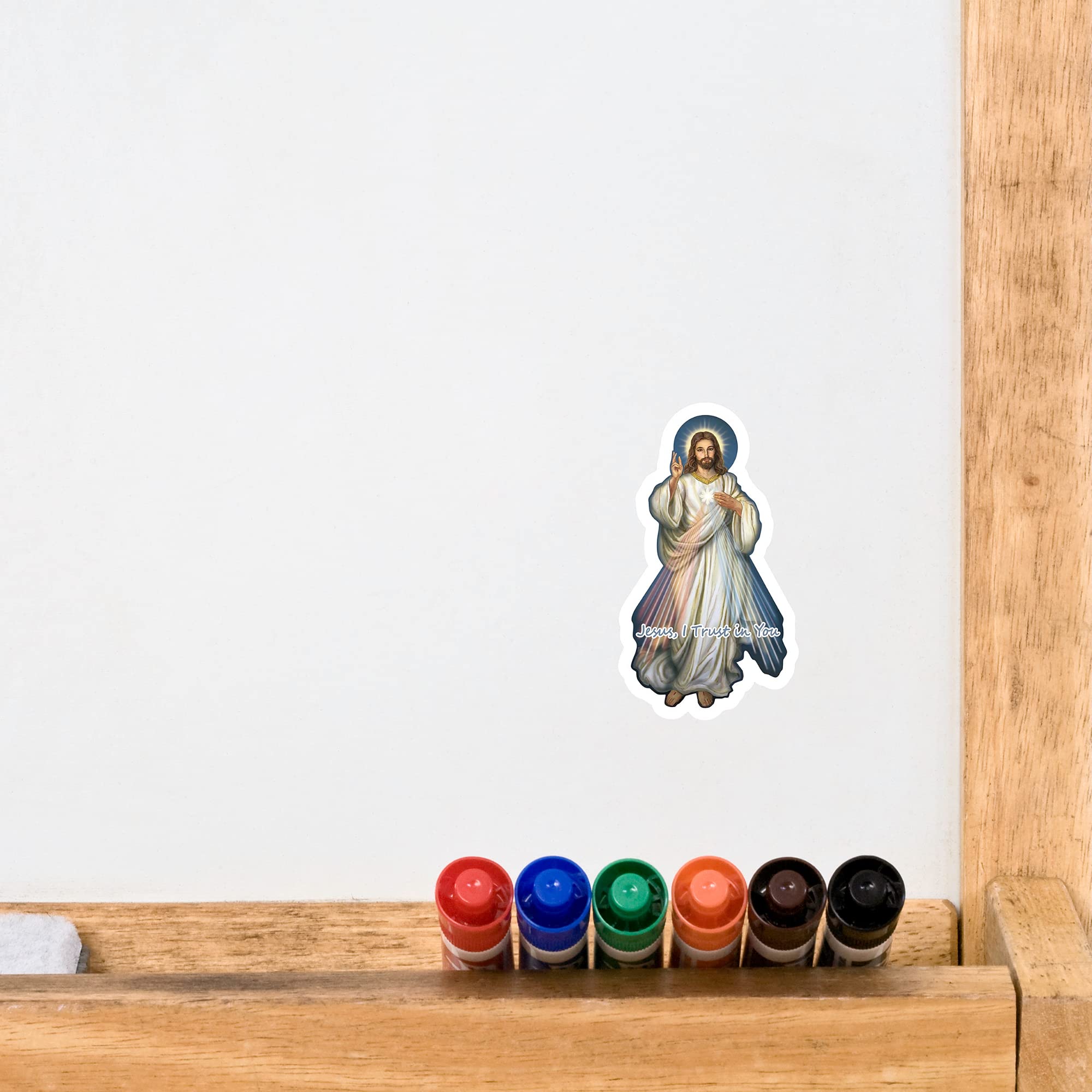 Religious Magnetic Decal For Cars, Refrigerators, And Whiteboards, Magnet For Catholic Gift Basket, 4.5 Inches (Divine Mercy)