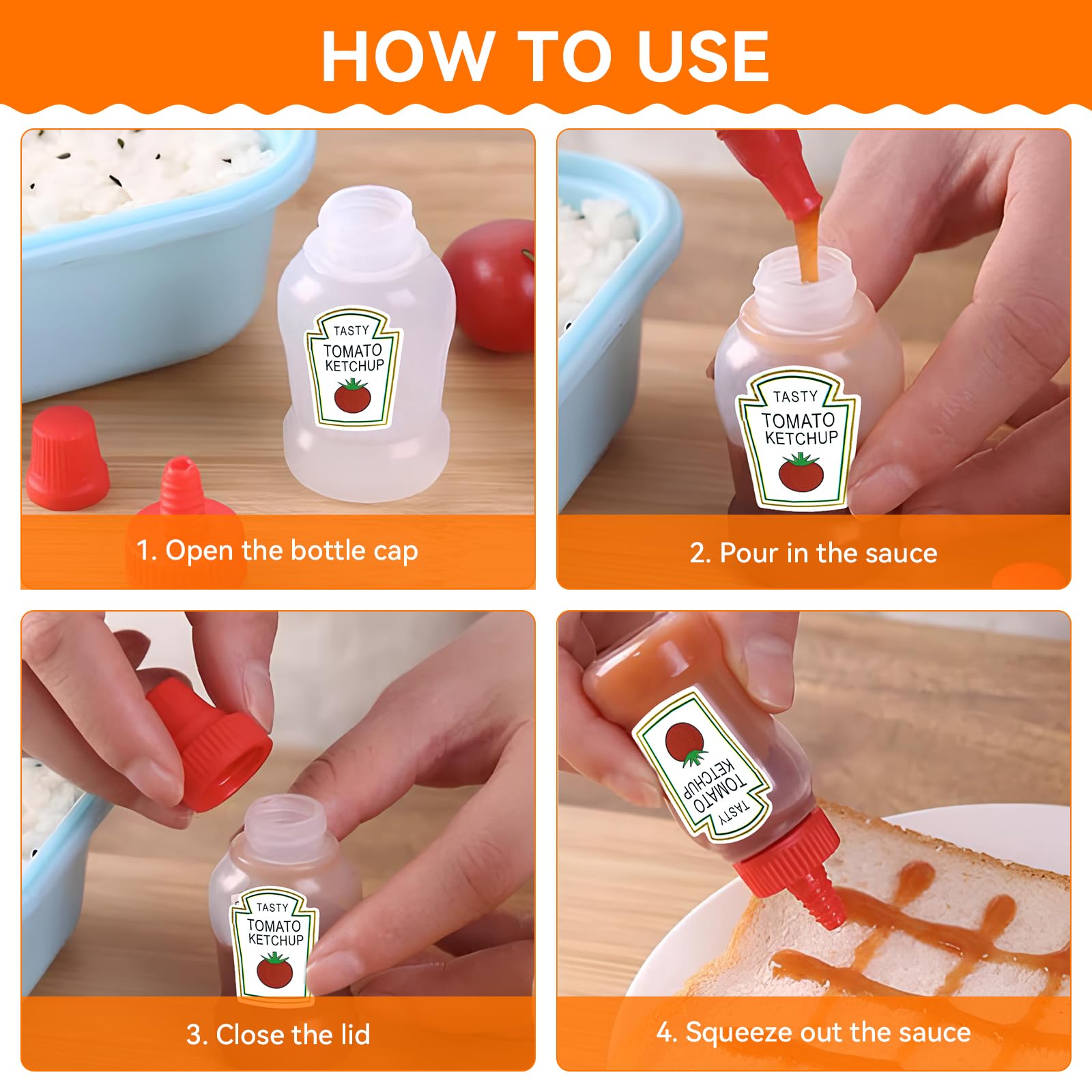 12 Pcs Mini Ketchup Bottles For Bento Box Accessories 25Ml Condiment Squeeze Bottles Plastic Sauce Container For Sauce Condiment