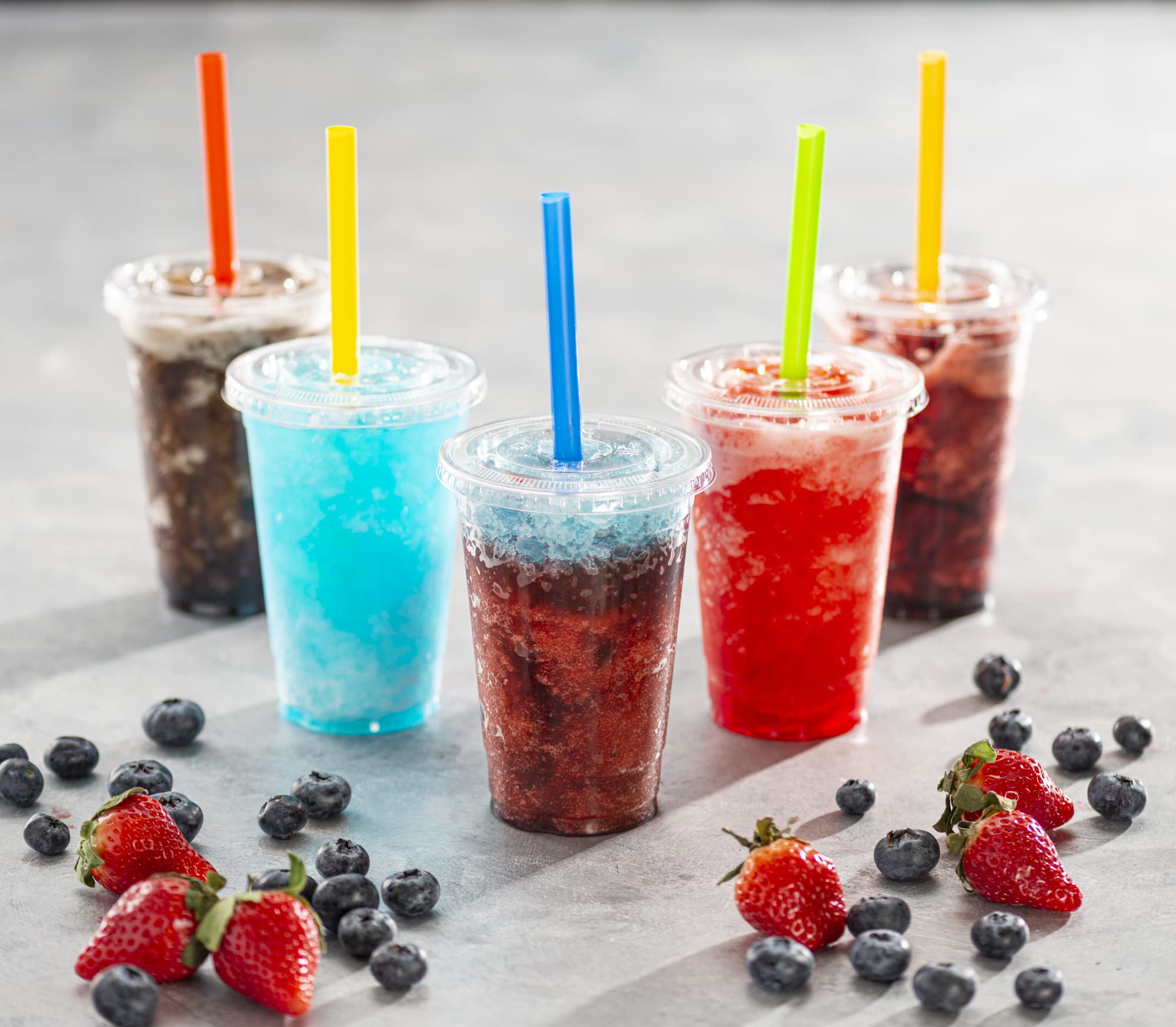 Elegant Disposables [40 Sets - 16 Oz] Crystal Clear Pet Plastic Cups With - Flat Lids & Straws For Iced Coffee, Cold Drinks, Mil