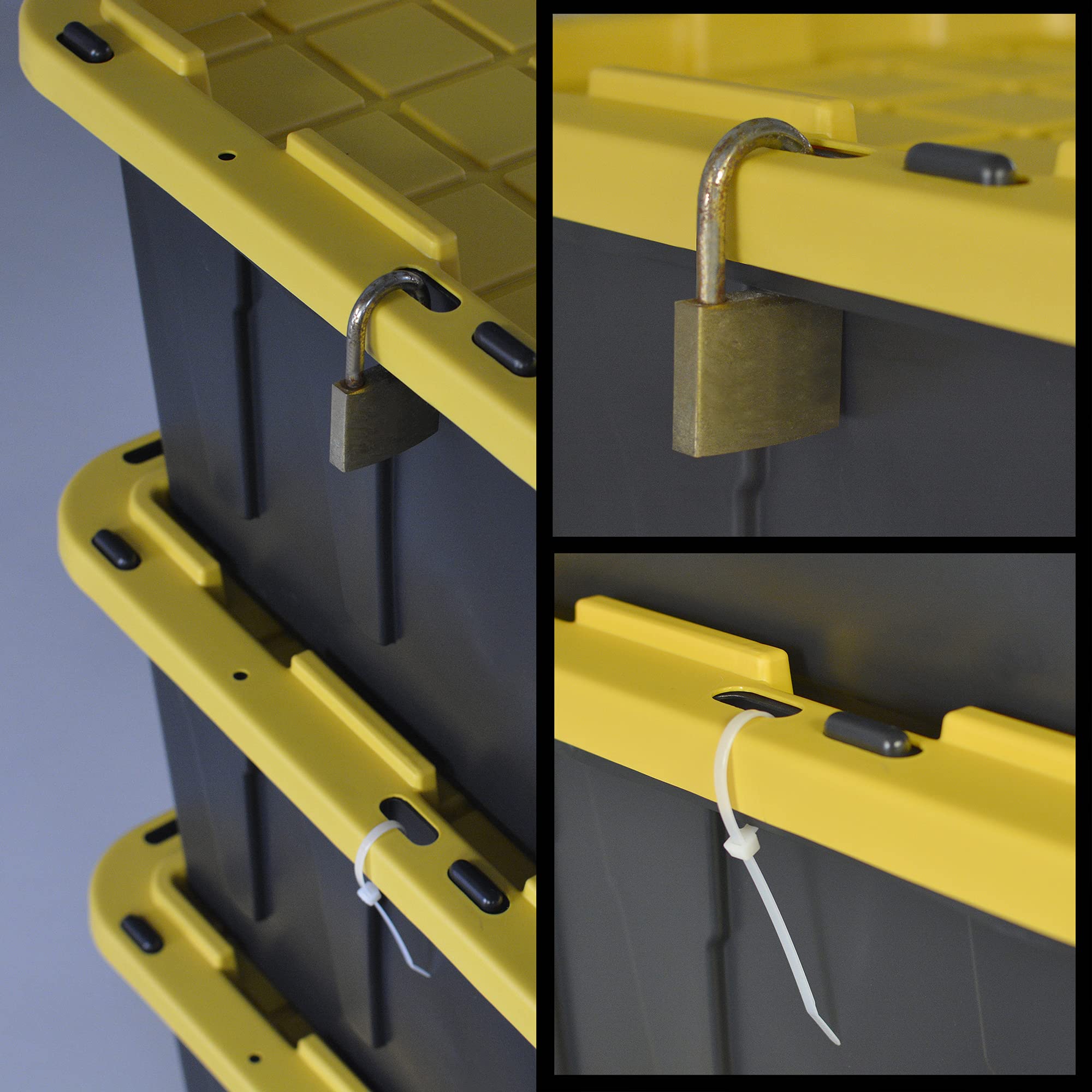 Cx Black & Yellow 17-Gallon Tough Storage Containers, Extremely Durable, 4-Pack (4)