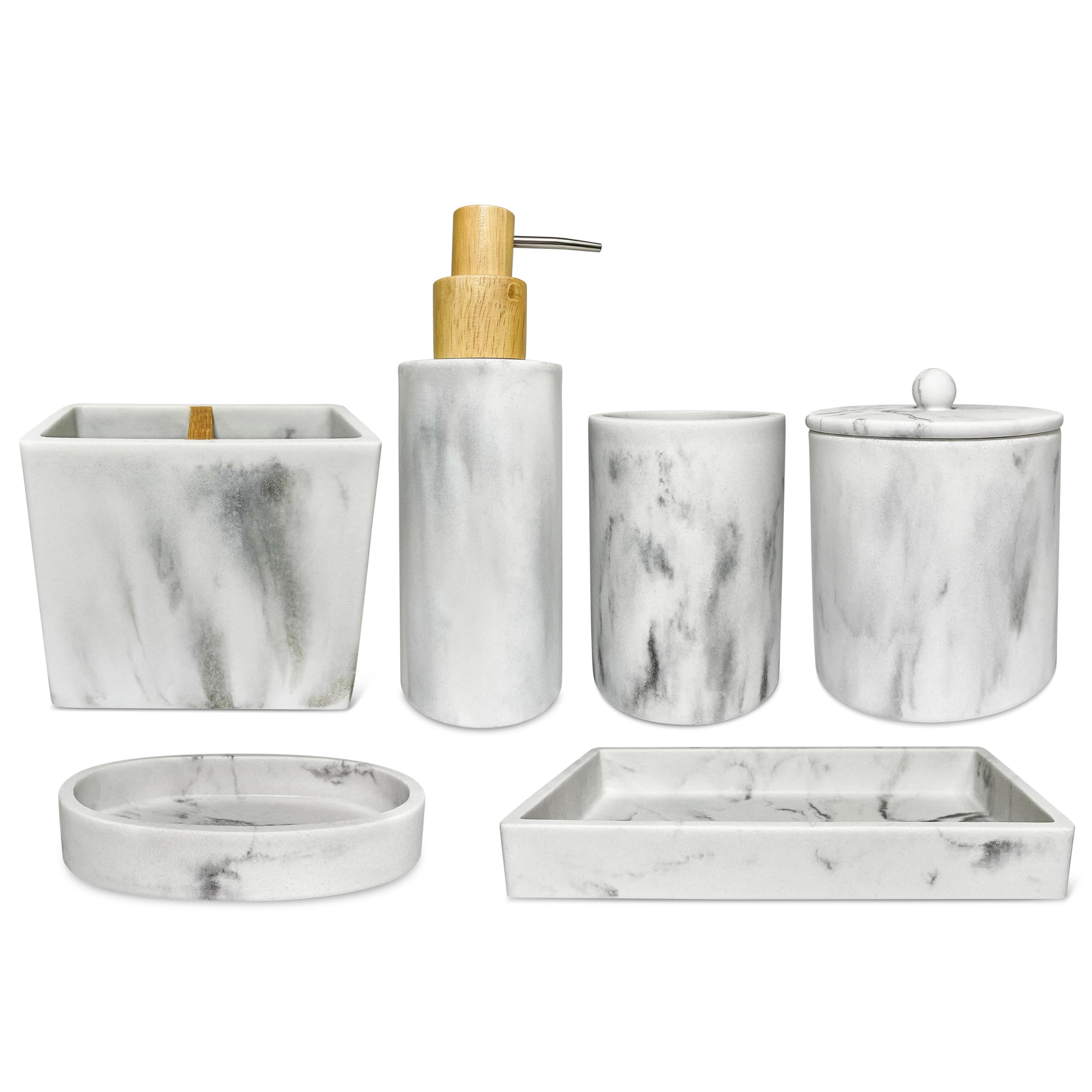 Santorini Resin Toothbrush Holder - Bathroom Accessories For Countertop Sink Organizer - Cute Stand For Kids Toothbrushes