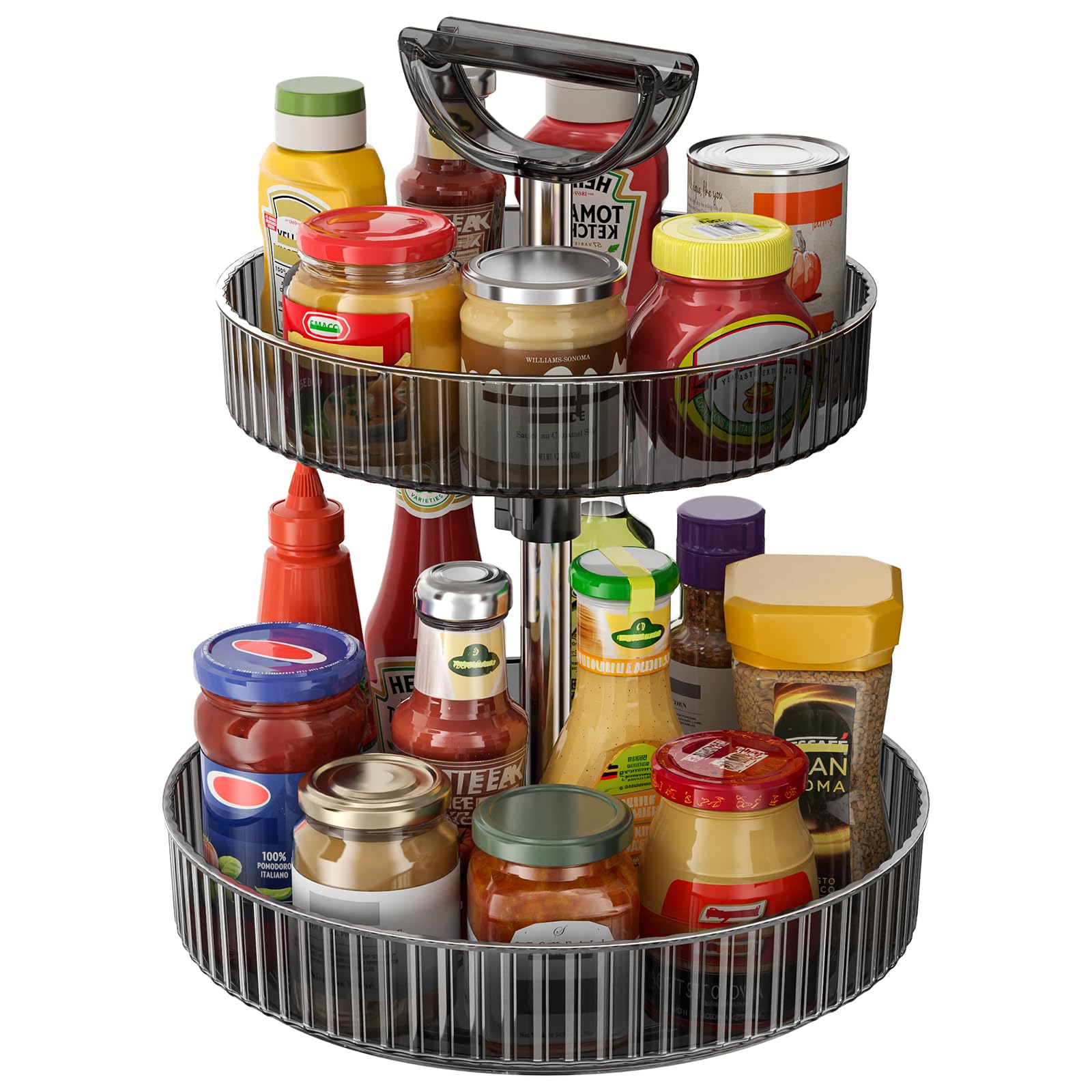 Lazy Susan Organizer  2 Tier Rotating Spice Rack Turntable, 11.4 Plastic Spinning Organizer For Kitchen Cabinet Pantry Counter