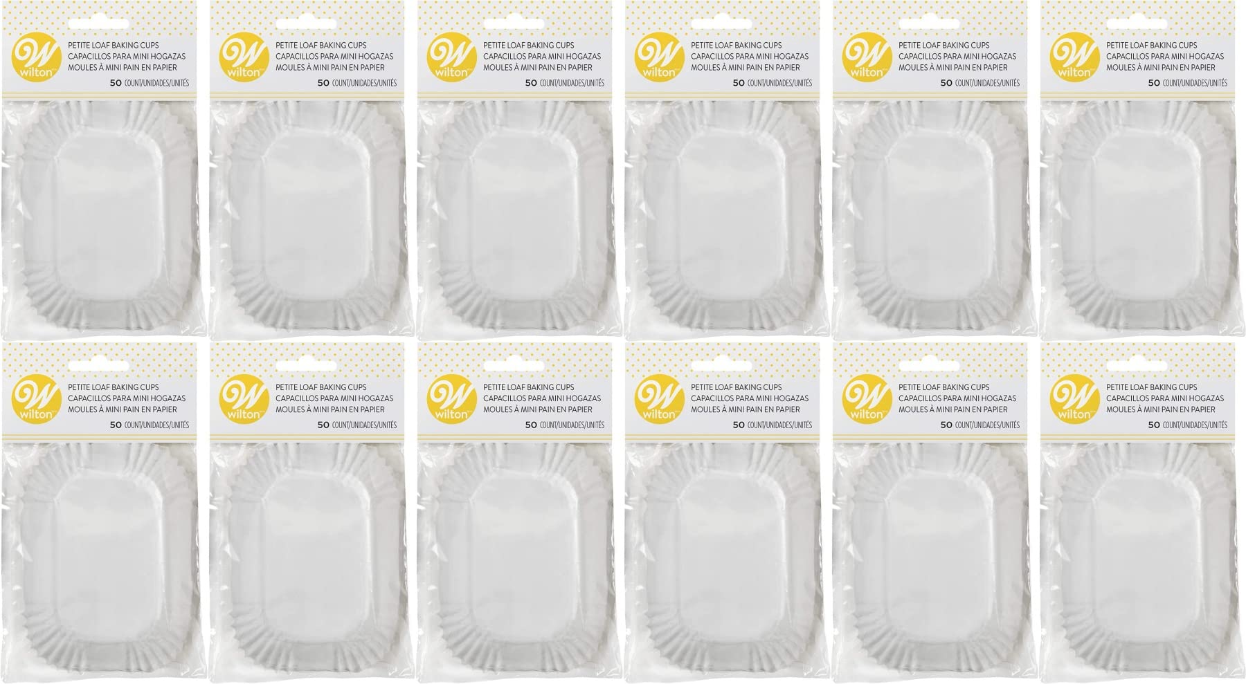Wilton Mini Loaf Baking Liner/Cups White 50 Pack Bread/Muffins/Cake (12-Pack)