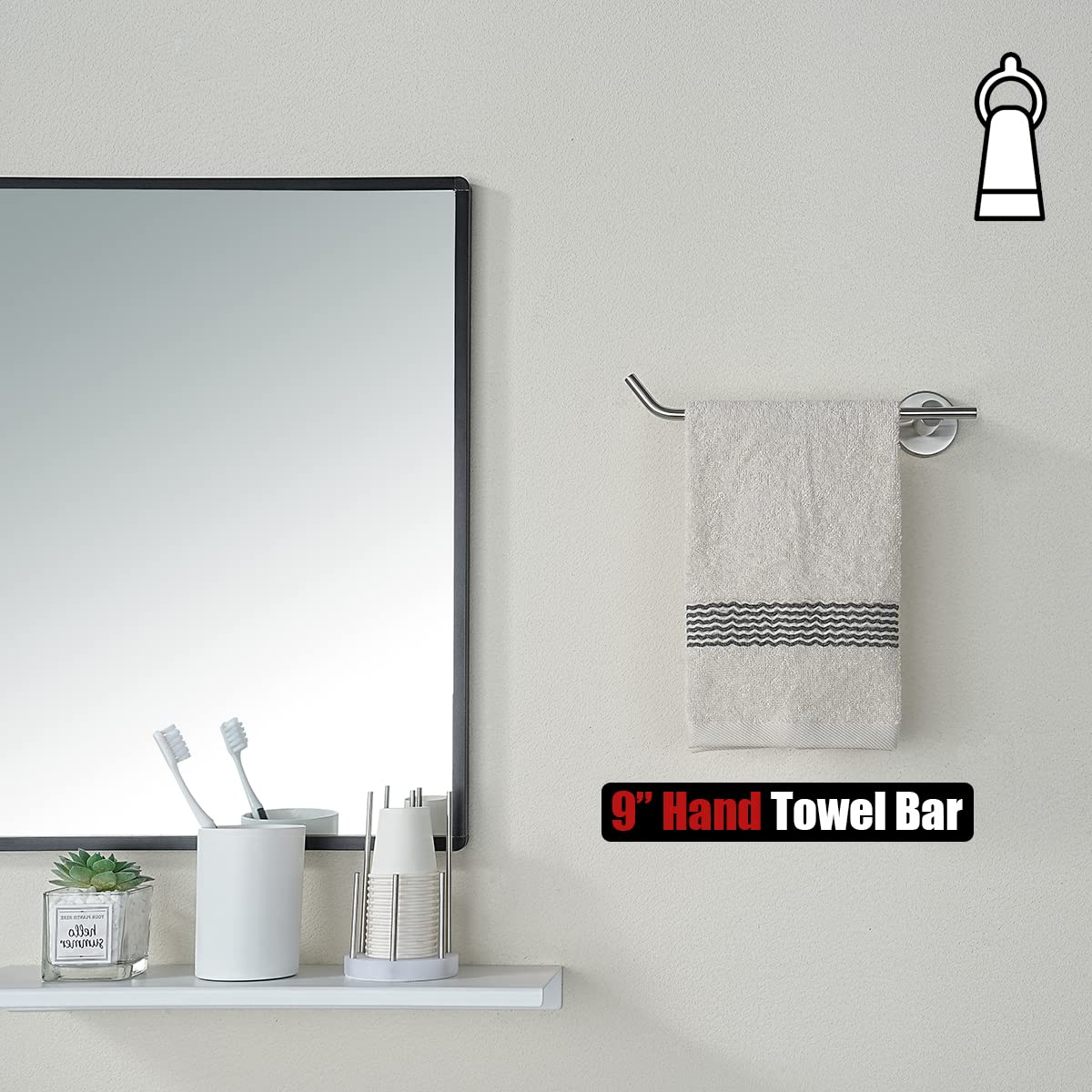 Jqk Hand Towel Bar, Stainless Steel Towel Ring For Bathroom, 9 Inch Necklace Holder Brushed Finish Wall Mount Left Hand, Tr101-B