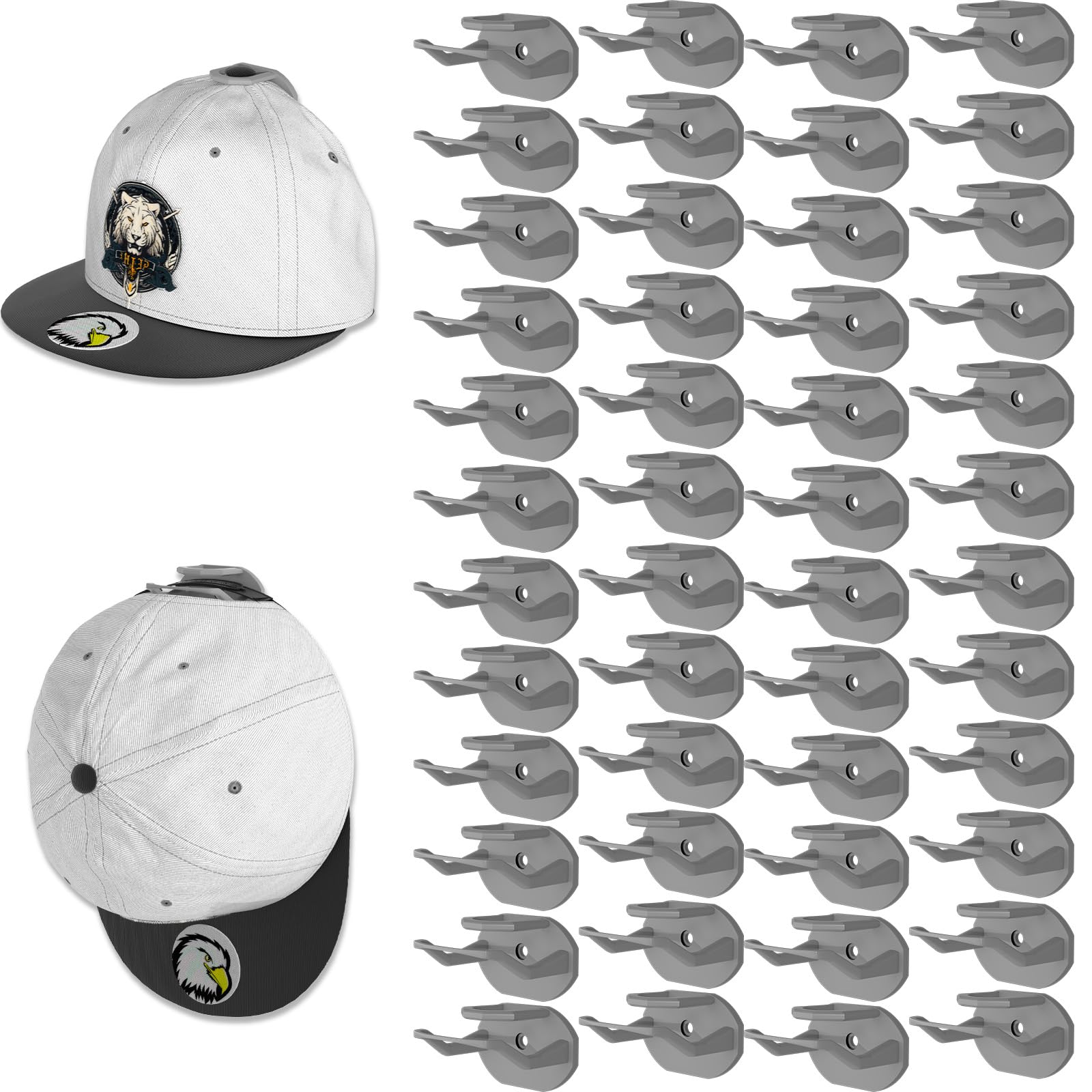 Niunuerga 48 Pack Adhesive Hat Hooks For Wall, Super Strong Hat Rack For Baseball Caps, Minimalist Hat Organizer Display For Hom