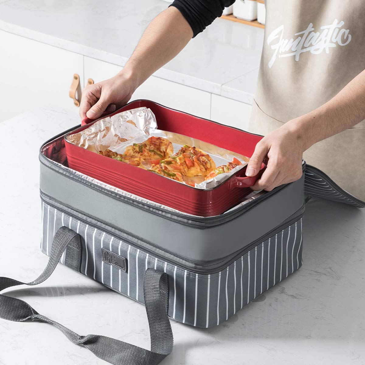 Fe Casserole Carrier, Expandable Insulated Casserole Carriers For Hot Or Cold Food, Lasagna Lugger For Parties, Fits 9'' X 13''