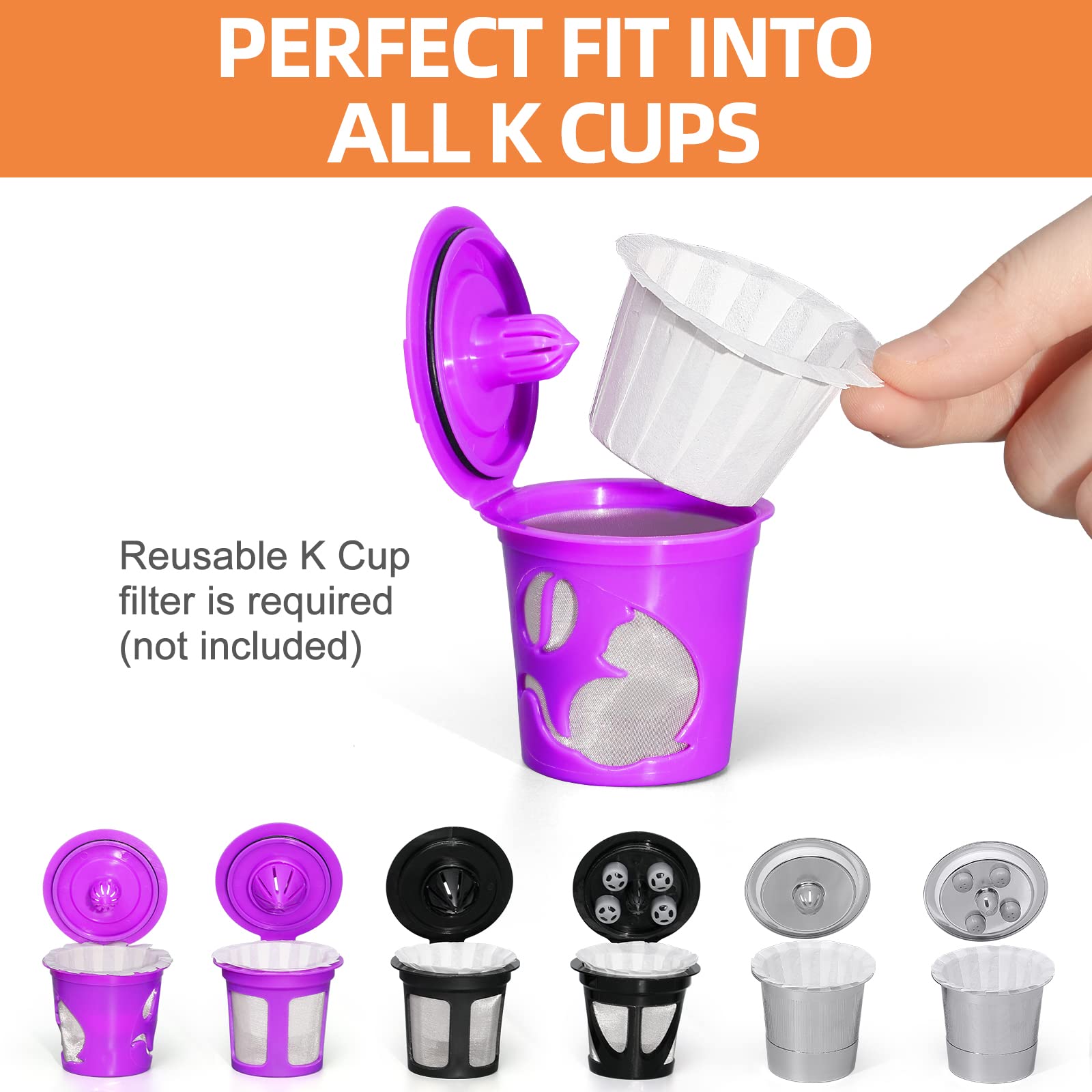 300 Count Fanativita K Cup Coffee Filters Disposable For Keurig Single Cup, Compatible With All Reusable K Cups (White)