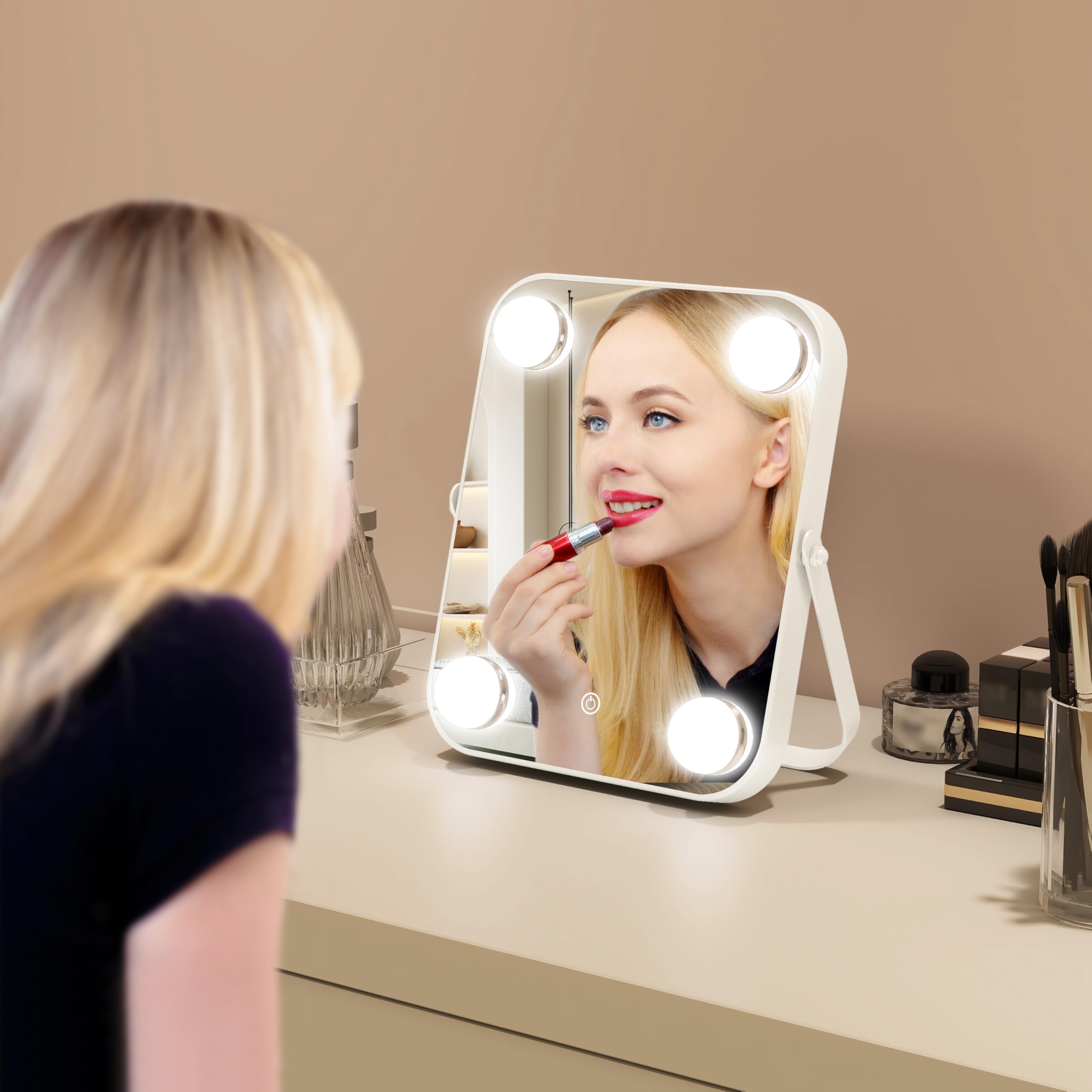 Rolove 8''X10'' Lighted Vanity Mirror, Makeup Mirror With Light, Dimmable Touch Screen, Portable Travel Mirror With U-Shaped Bra