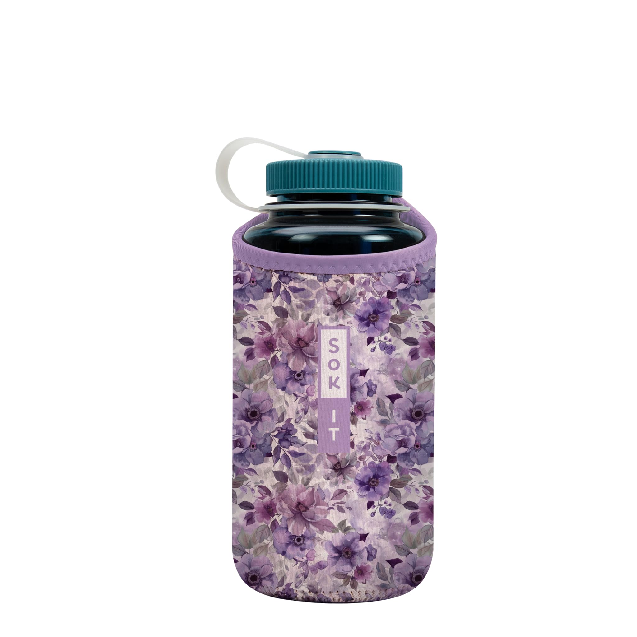 Sok It BotlSok Water Bottle Sleeve Insulated Neoprene Cover (Lilac Meadows, Fits 32oz Nalgene)
