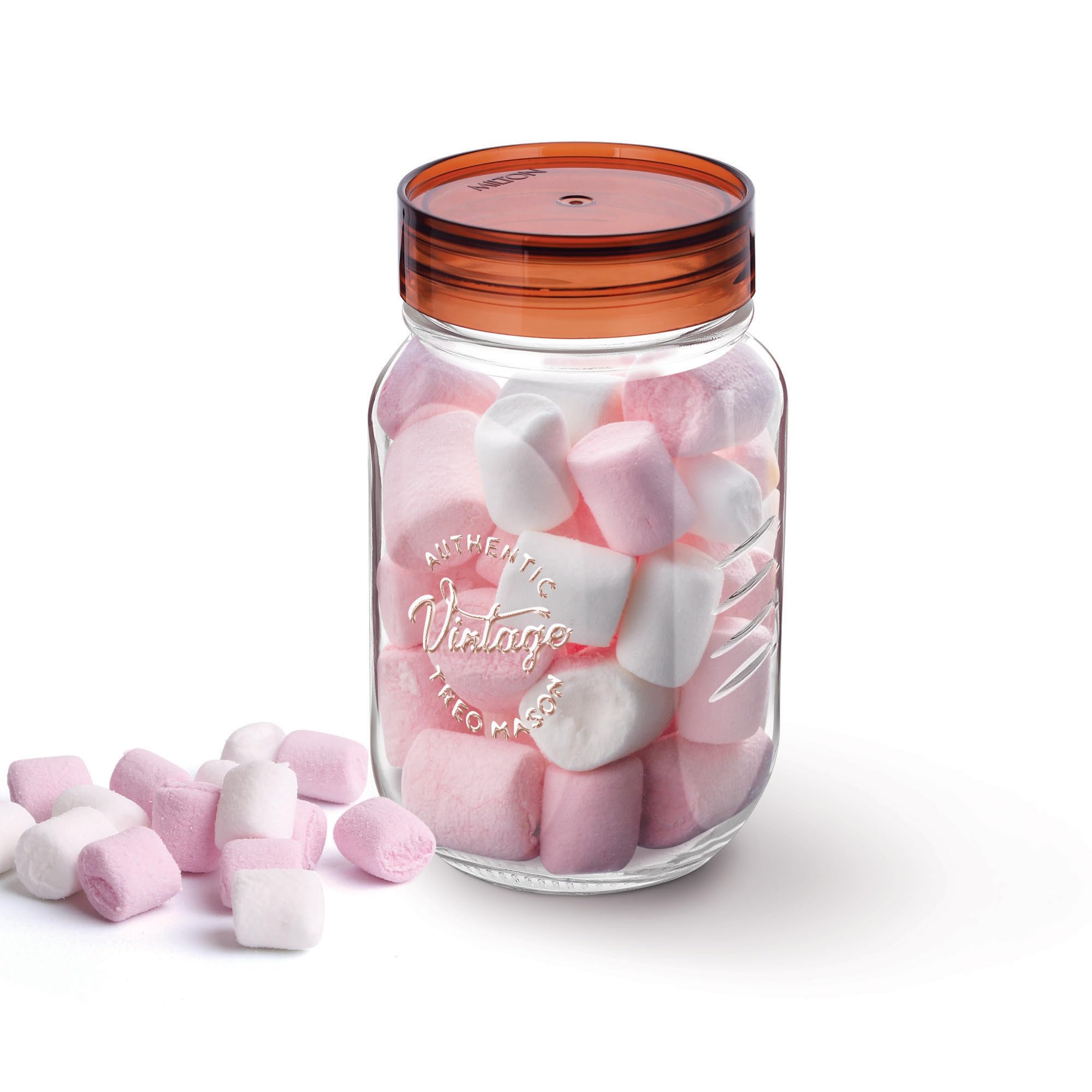 Treo By Milton Vintage Glass Jar With Plastic Lid, 750 Ml, Transparent |Storage Jar | Kitchen Organiser | Modular |Food Safe | T