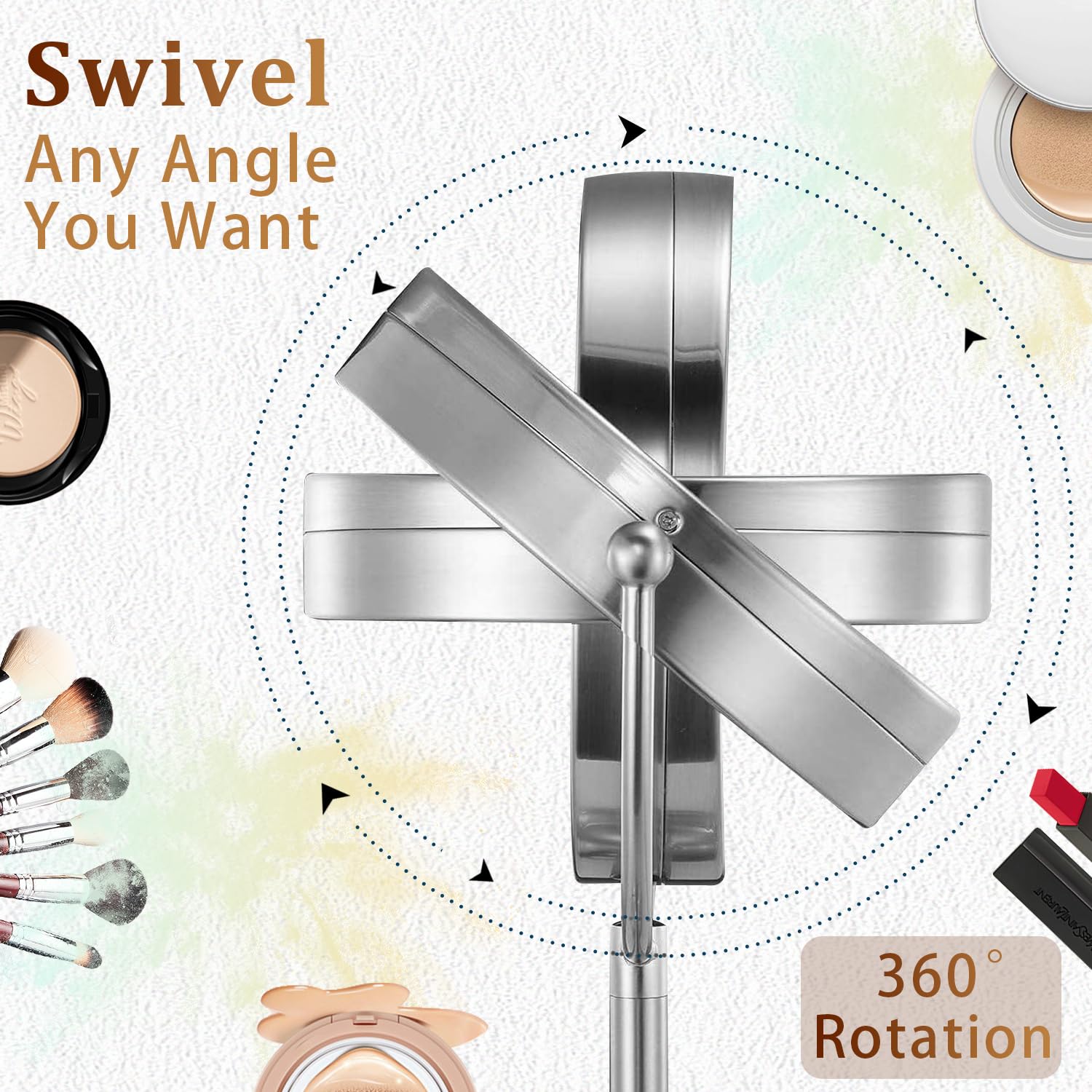 9In Makeup Mirror With Lights, 3X/20X 5000Mah Rechargeable Lighted Makeup Mirror With Magnification, 360 Rotate Magnifying Mirro