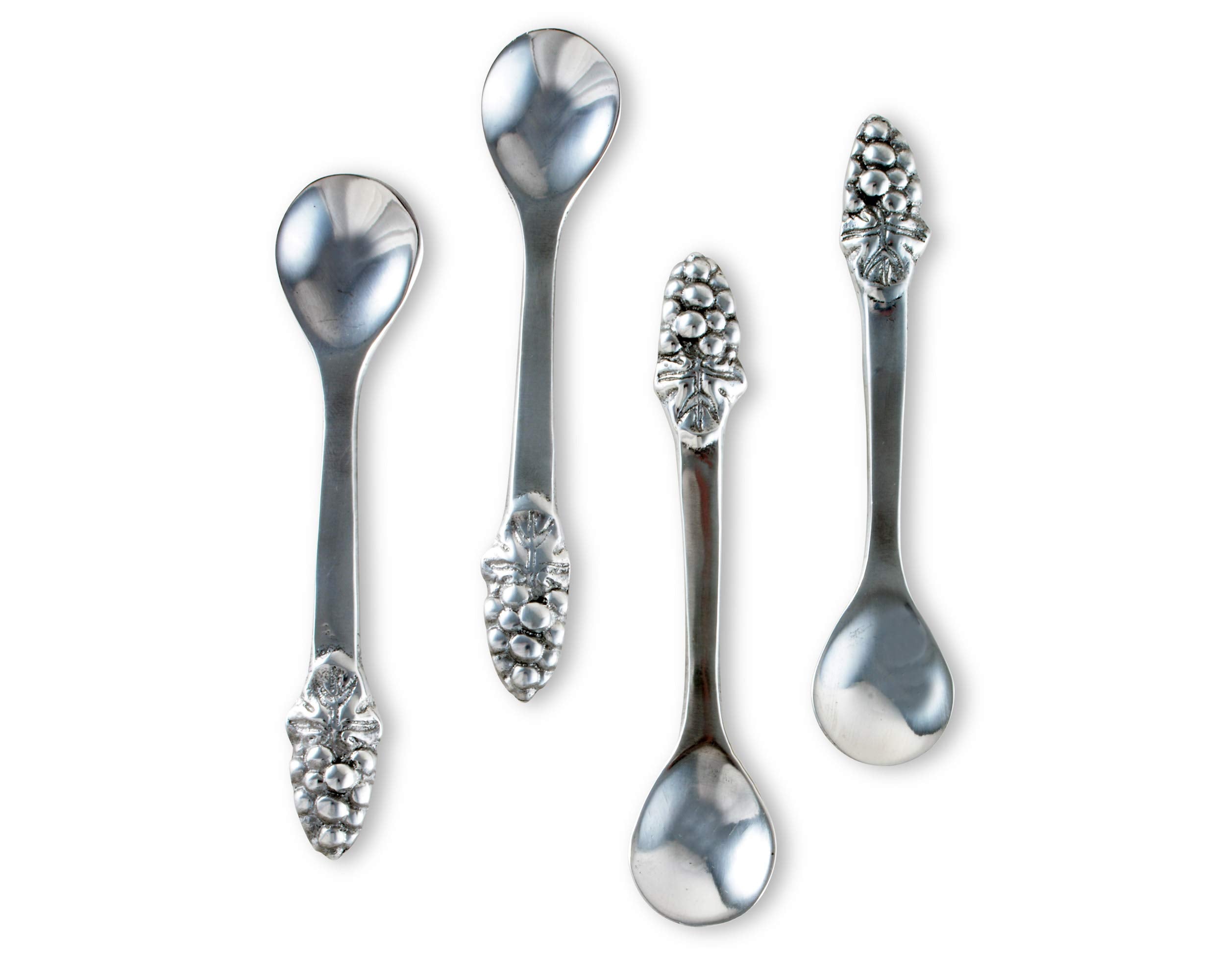 Arthur Court Metal Tea Spoons Grapes Sand Casted In Aluminum With Artisan Quality Hand Polished Set Of 4 5 Inch Long