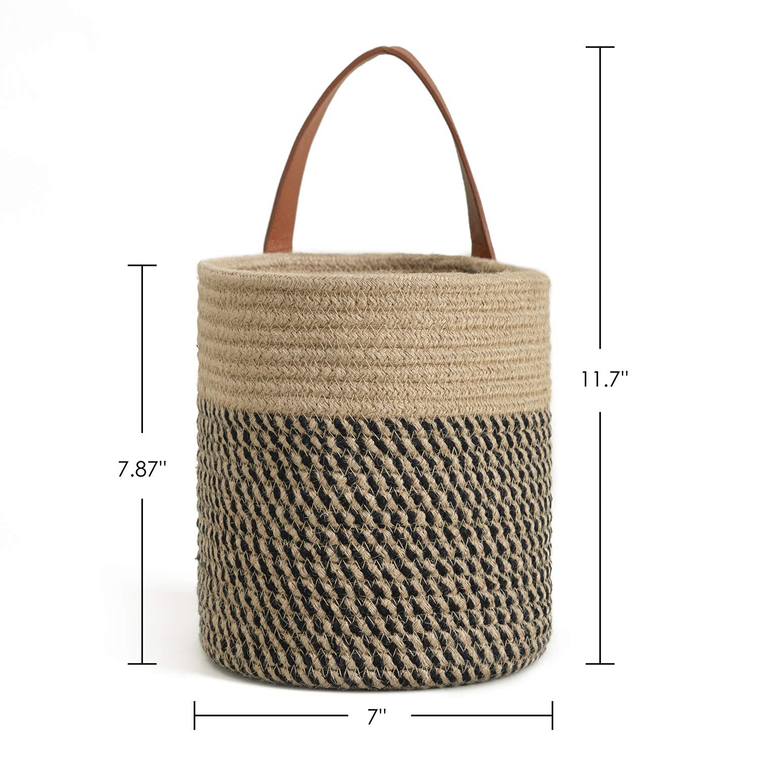 Goodpick 2Pack Jute Rope Hanging Basket - 7.87 '' X 7 '' Small Woven Fern Wall Hanging Basket Flower Plants, Jute Woven Basket K