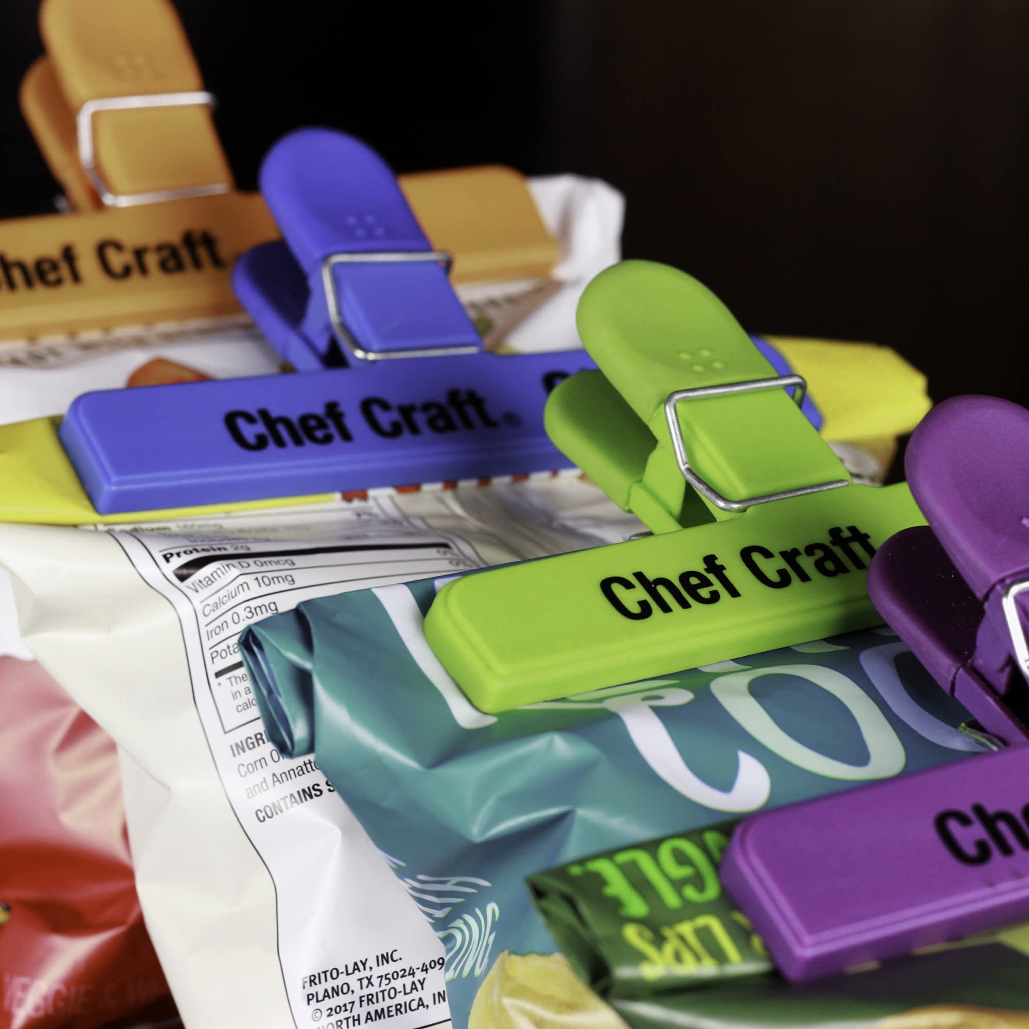 Chef Craft Select Plastic Bag Clip, 16 Piece Set, Green/Blue/Orange/Purple