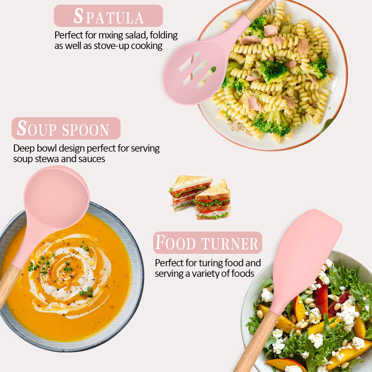 Kitchen Cooking Utensils Set, Umite Chef 33 Pcs Non-Stick Silicone Cooking Spatula Set With Holder, Wooden Handle Silicone Kitch