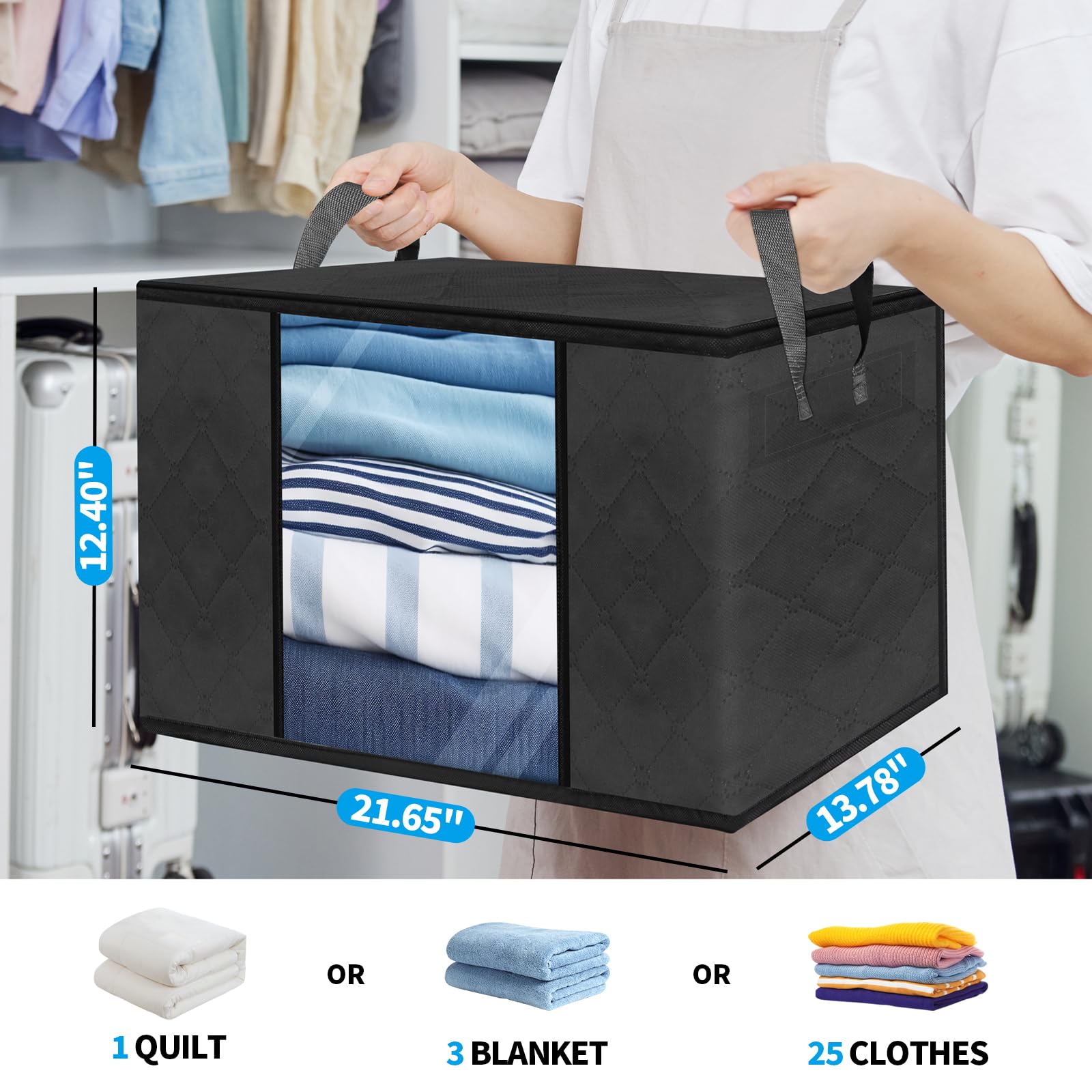 SpralSail Clothes Storage Bags, Closet Organizers and Storage Containers for Clothes, Bedding & Blankets, Foldable Bedroom Organ