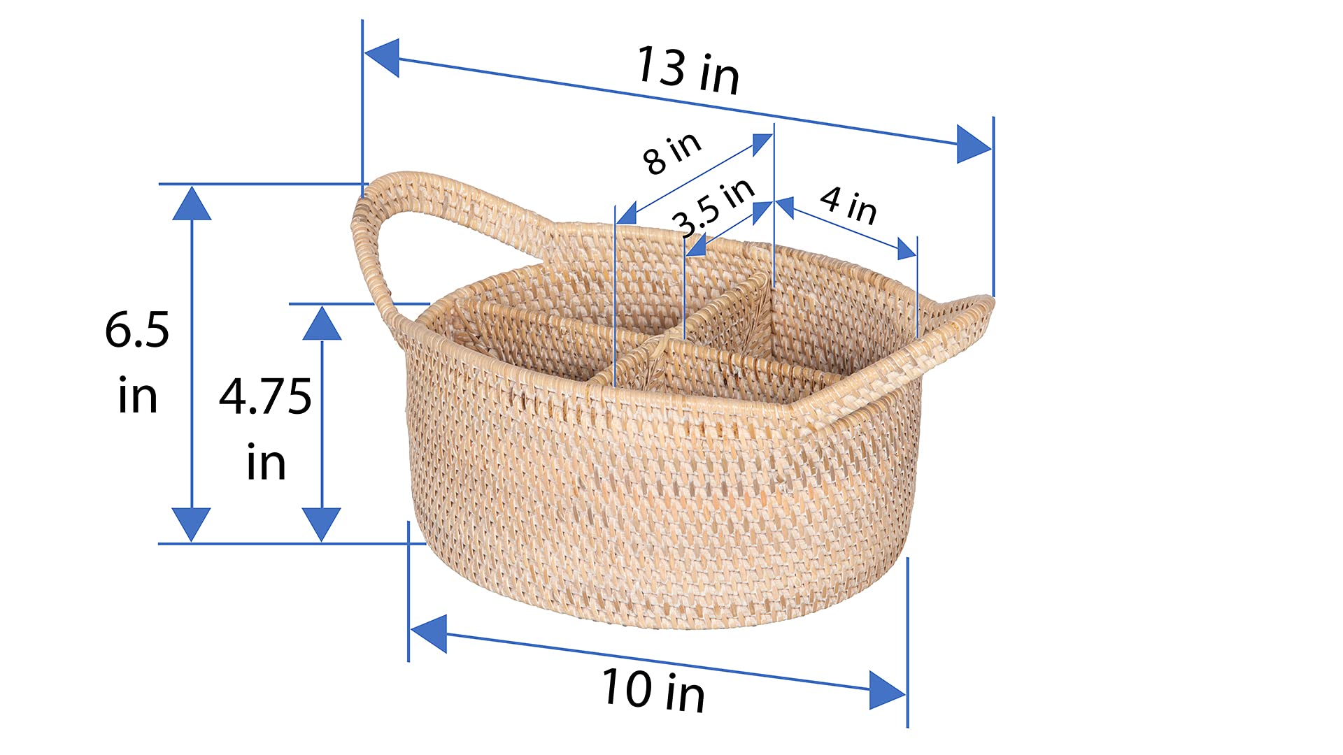 Kouboo 1020056 Laguna Oval Rattan Utensil Caddy, Wash, Off-White/Latte