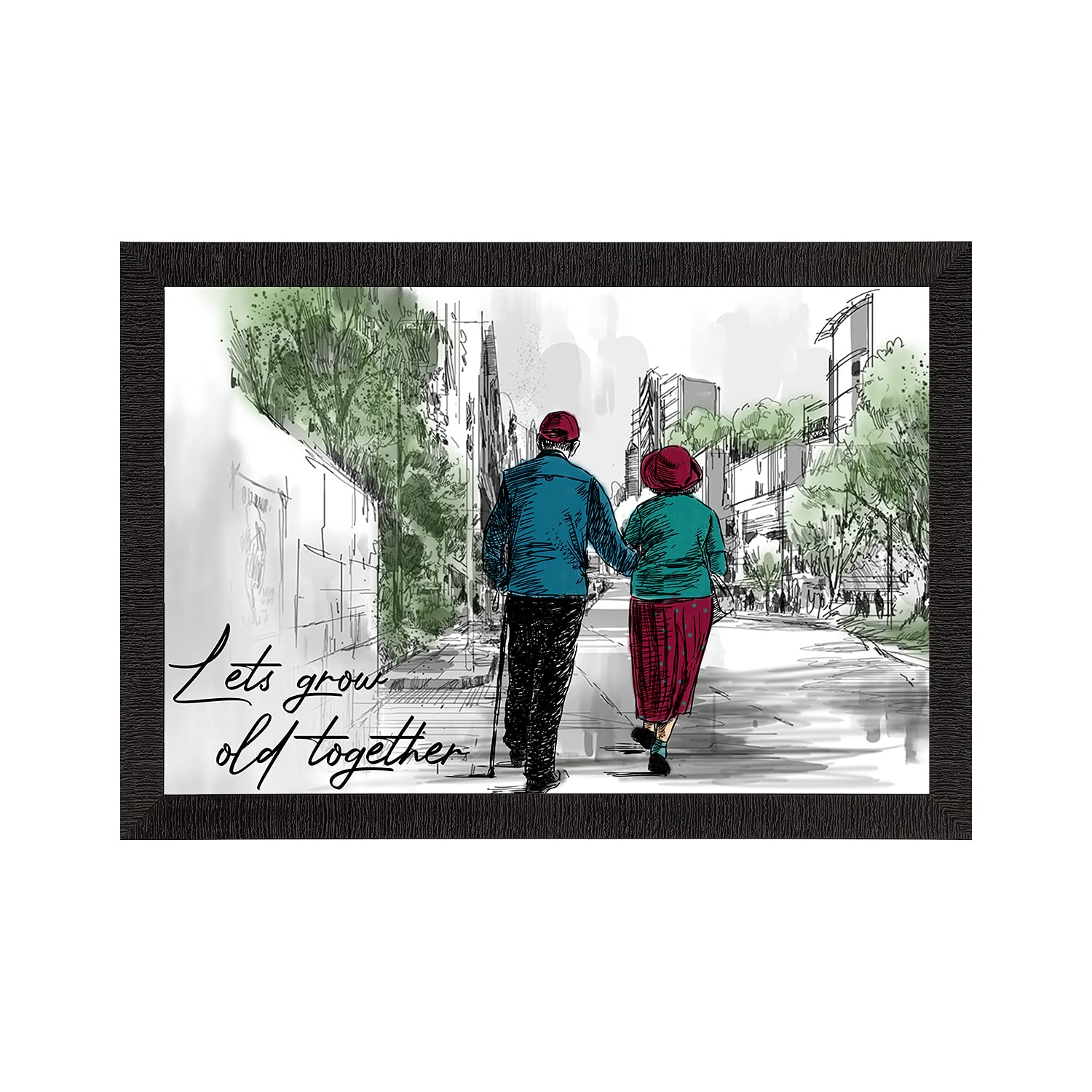 eCraftIndia Lets Grow Old Together Love Theme Satin Matt Texture UV Art Painting